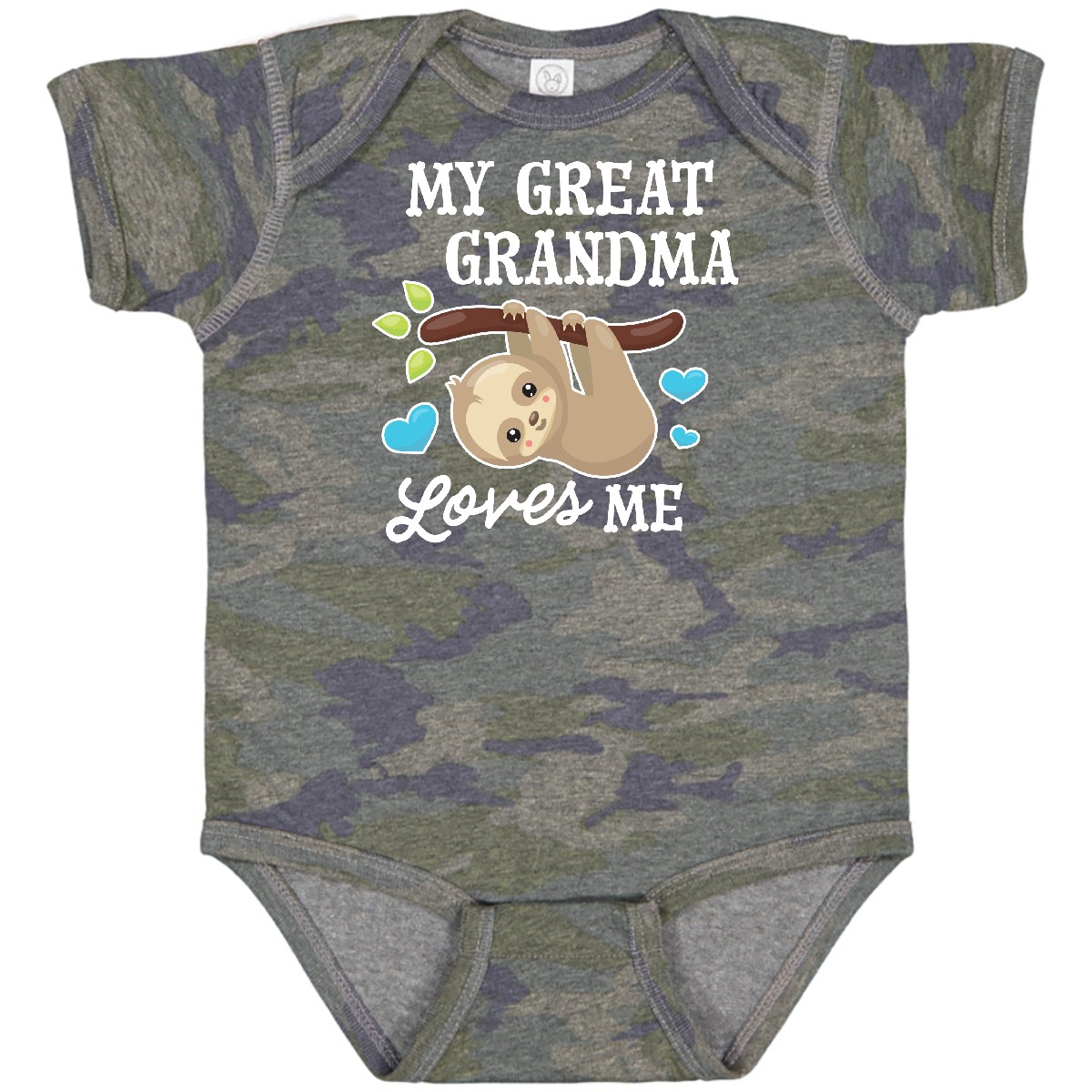 Inktastic My Great Grandma Loves Me With Sloth And Hearts Baby Bodysuit Animals - Picture 10 of 10