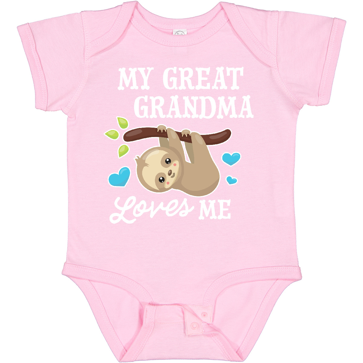 Inktastic My Great Grandma Loves Me With Sloth And Hearts Baby Bodysuit Animals - Picture 8 of 10