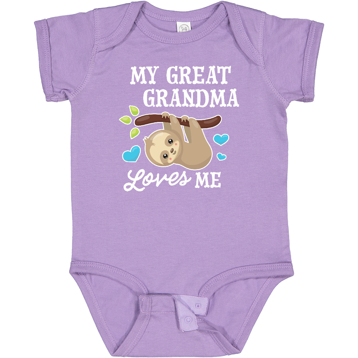 Inktastic My Great Grandma Loves Me With Sloth And Hearts Baby Bodysuit Animals - Picture 7 of 10