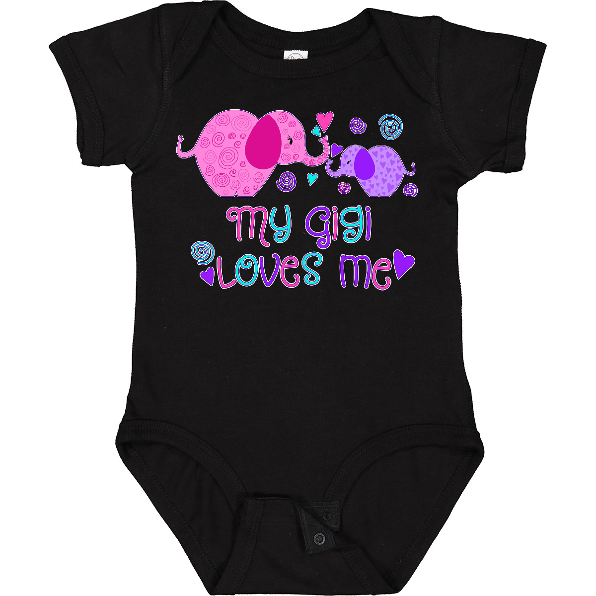 Inktastic My Gigi Loves Me- Cute Elephants Baby Bodysuit Family Purple Grandma - Picture 4 of 18
