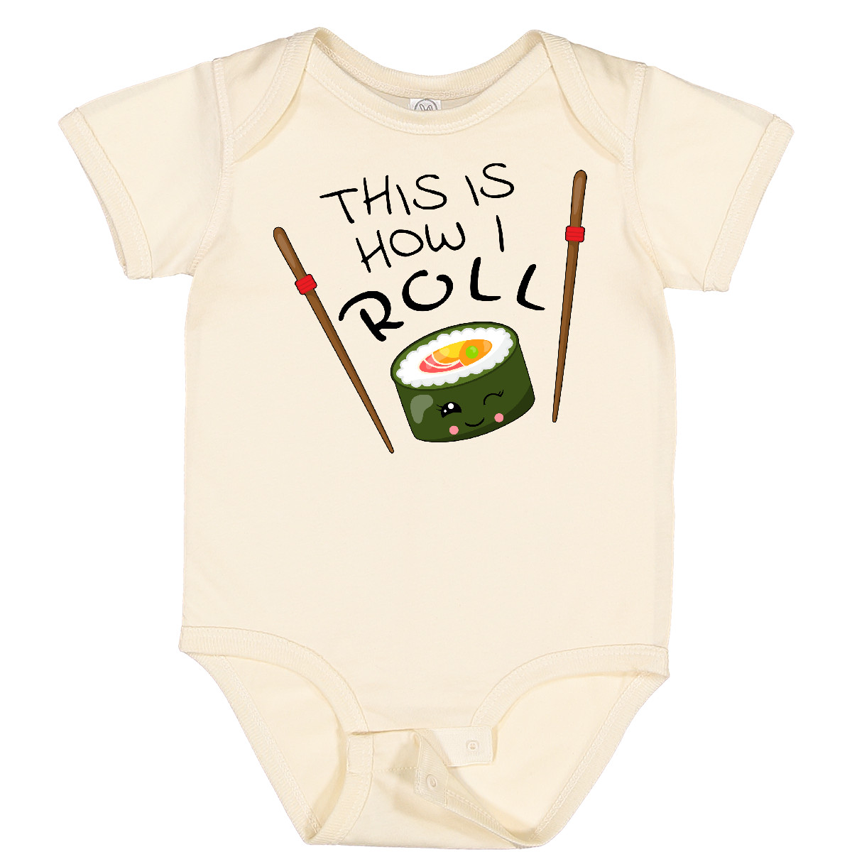 Inktastic This Is How I Roll- Cute Sushi Baby Bodysuit Food Chopsticks Hashi Pun - Picture 6 of 9