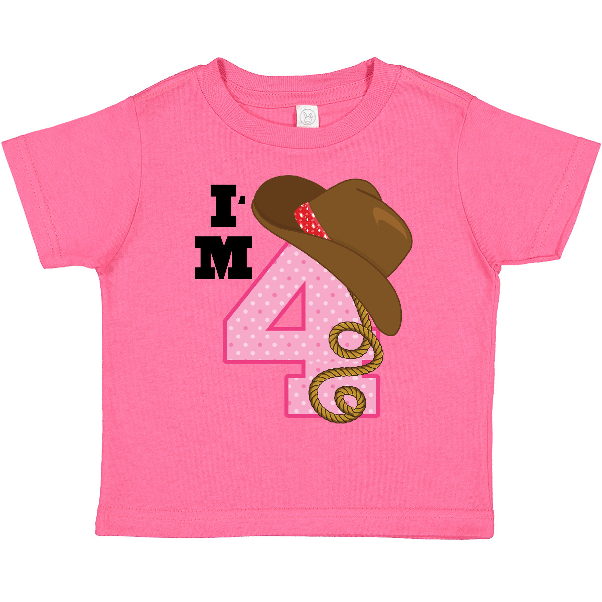 Inktastic 4th Birthday Cowgirl 4 Year Old Toddler T-Shirt Im Cute Childs Clothes - Picture 6 of 12