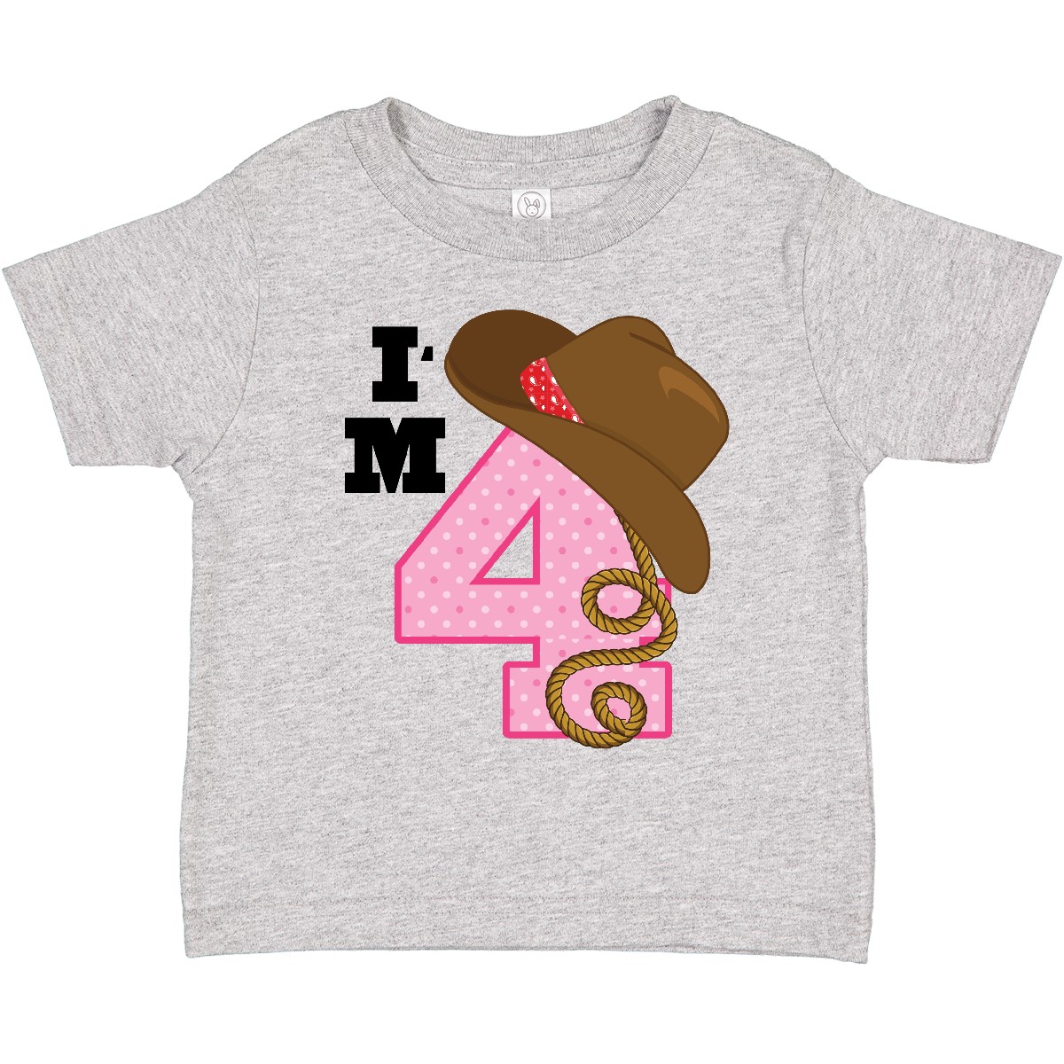Inktastic 4th Birthday Cowgirl 4 Year Old Toddler T-Shirt Im Cute Childs Clothes - Picture 3 of 12