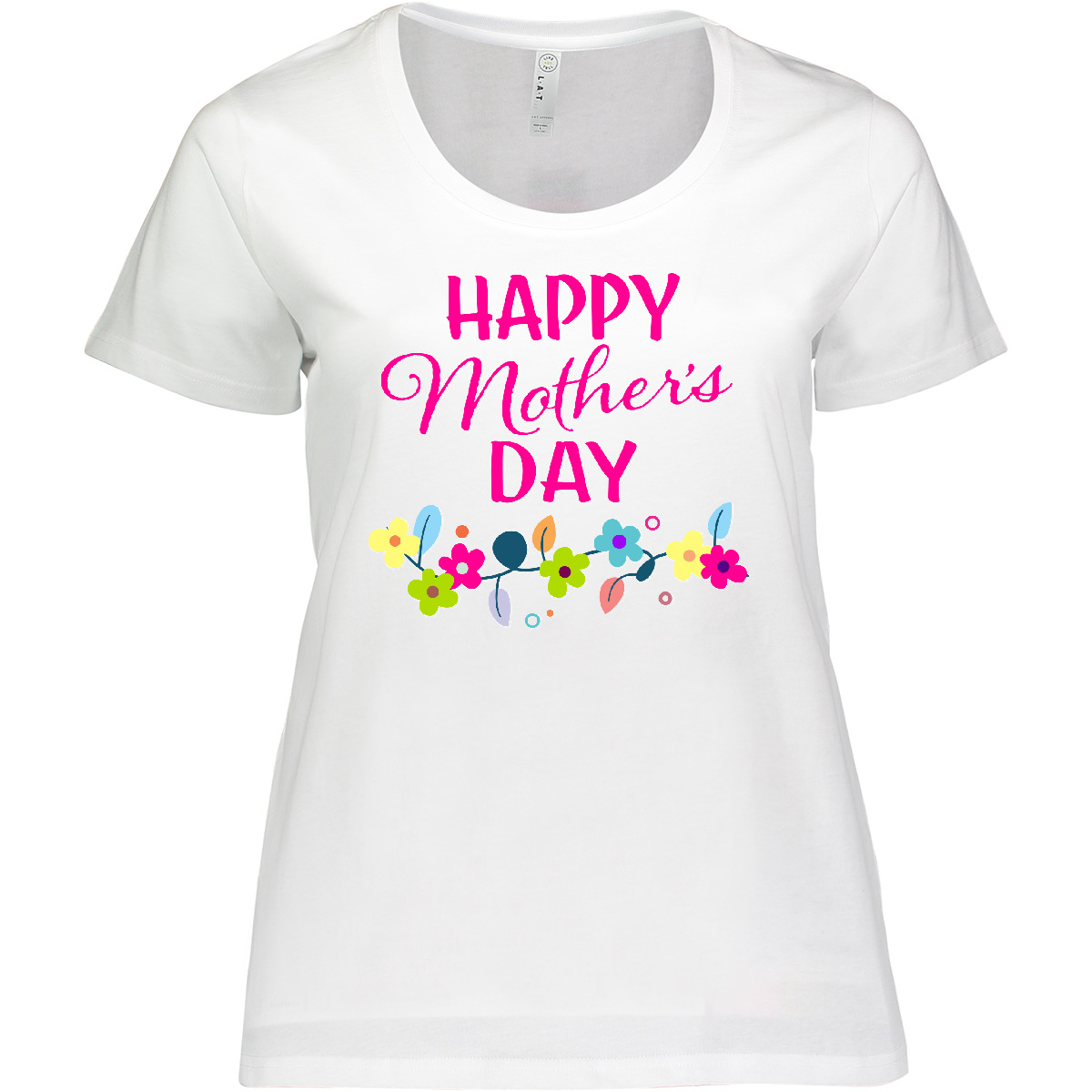 Inktastic Happy Mothers Day With Flowers Women's Plus Size T-Shirt For Mother - Picture 4 of 4