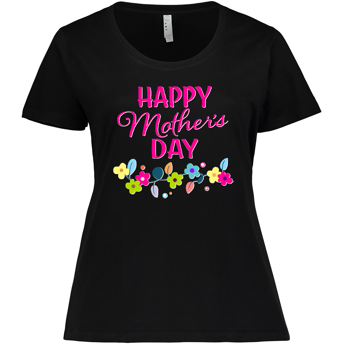Inktastic Happy Mothers Day With Flowers Women's Plus Size T-Shirt For Mother - Picture 2 of 4