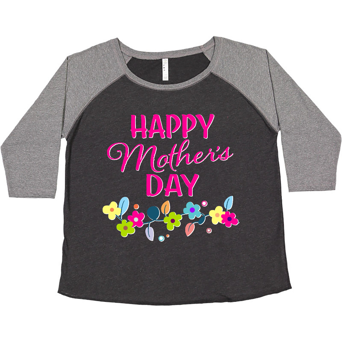 Inktastic Happy Mothers Day With Flowers Women's Plus Size T-Shirt For Mother - Picture 3 of 4