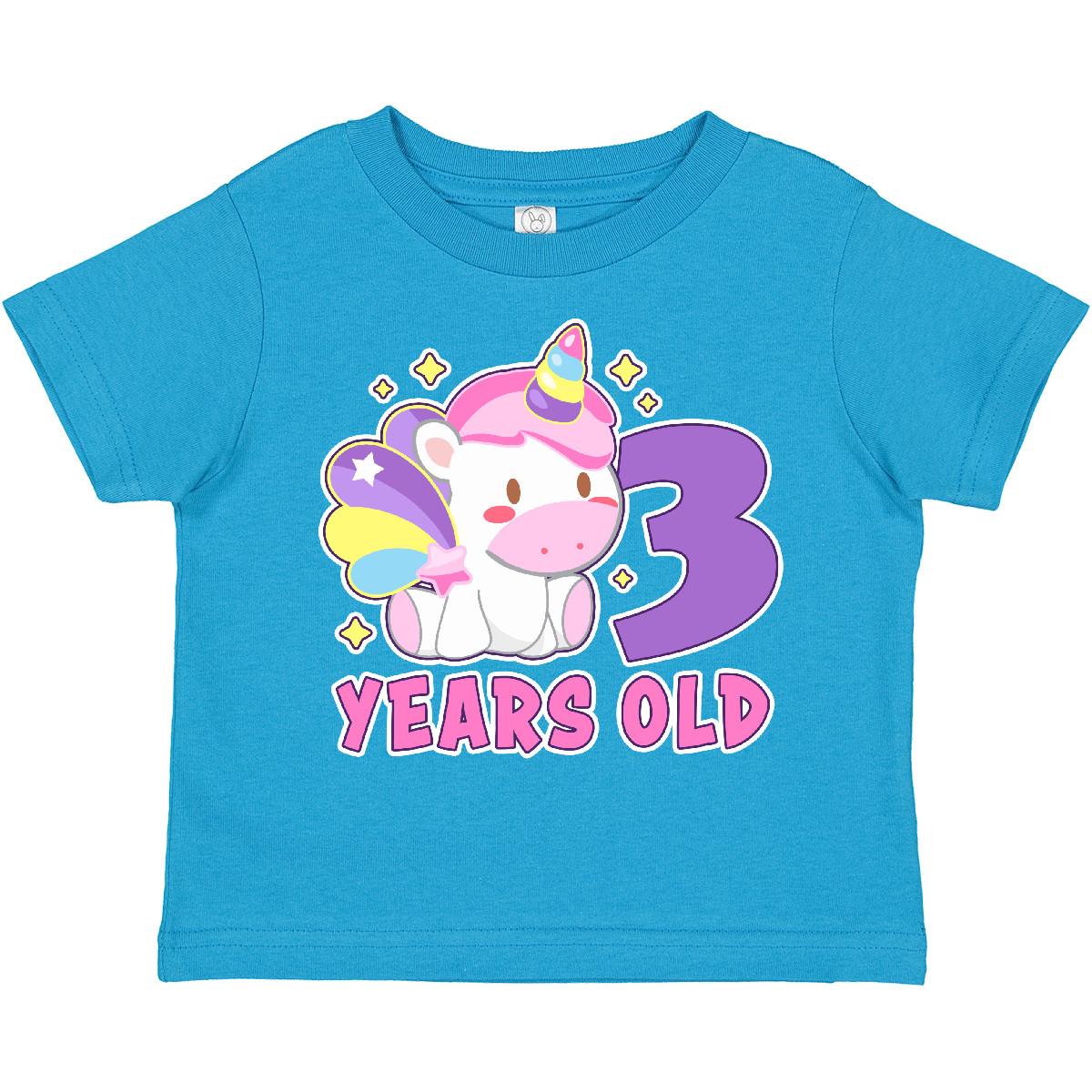Inktastic 3 Years Old With Cute Unicorn Birthday Toddler T-Shirt Birthdays Three - Picture 10 of 10