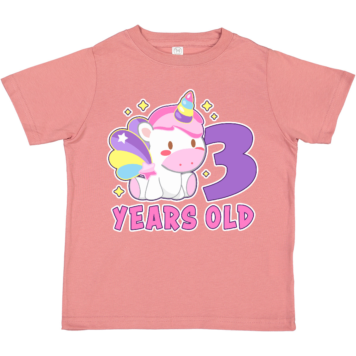 Inktastic 3 Years Old With Cute Unicorn Birthday Toddler T-Shirt Birthdays Three - Picture 4 of 10