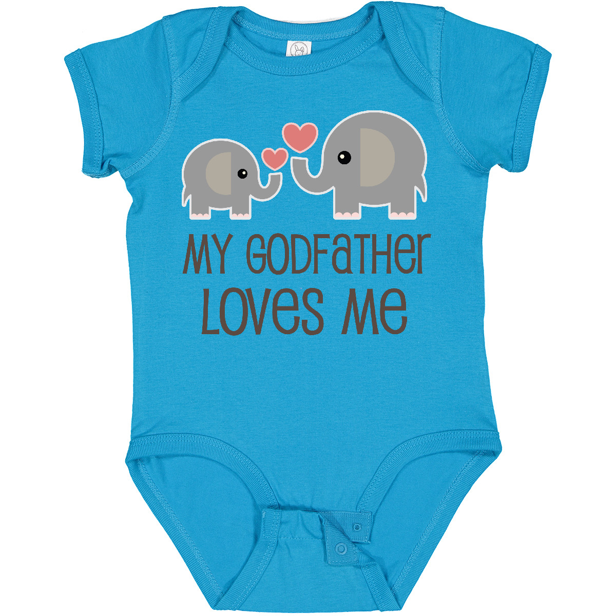 Inktastic My Godfather Loves Me Godson Baby Bodysuit Elephant Childs Boys Girls - Picture 15 of 17