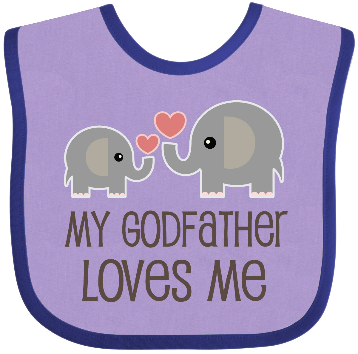 Inktastic My Godfather Loves Me Godson Baby Bib Elephant Childs Boys Girls Cute - Picture 7 of 16