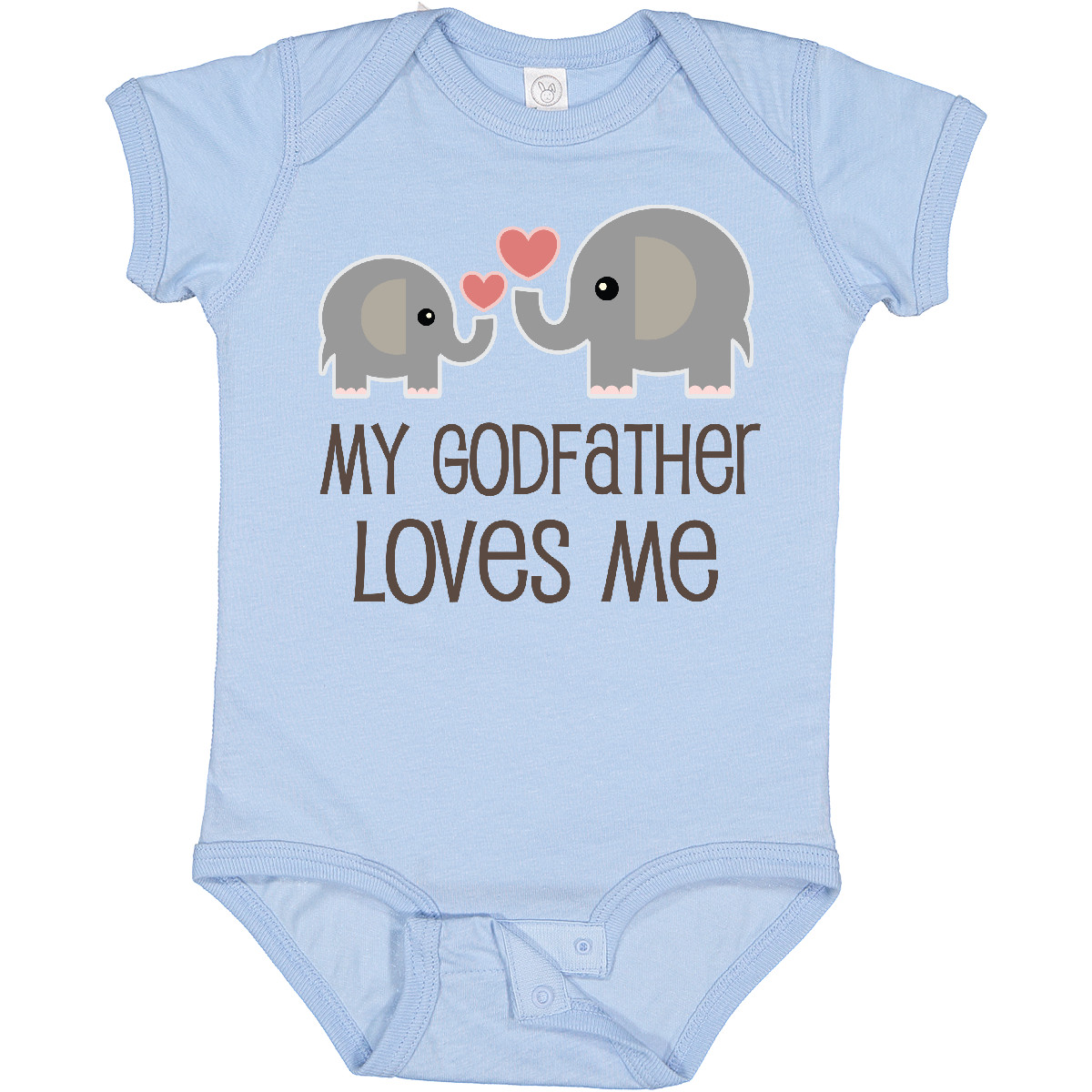 Inktastic My Godfather Loves Me Godson Baby Bodysuit Elephant Childs Boys Girls - Picture 2 of 17