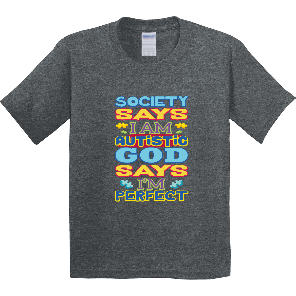 Inktastic Autism God Says I'm Perfect Youth T-Shirt Spectrum Disorder Walk Tee - Picture 2 of 4