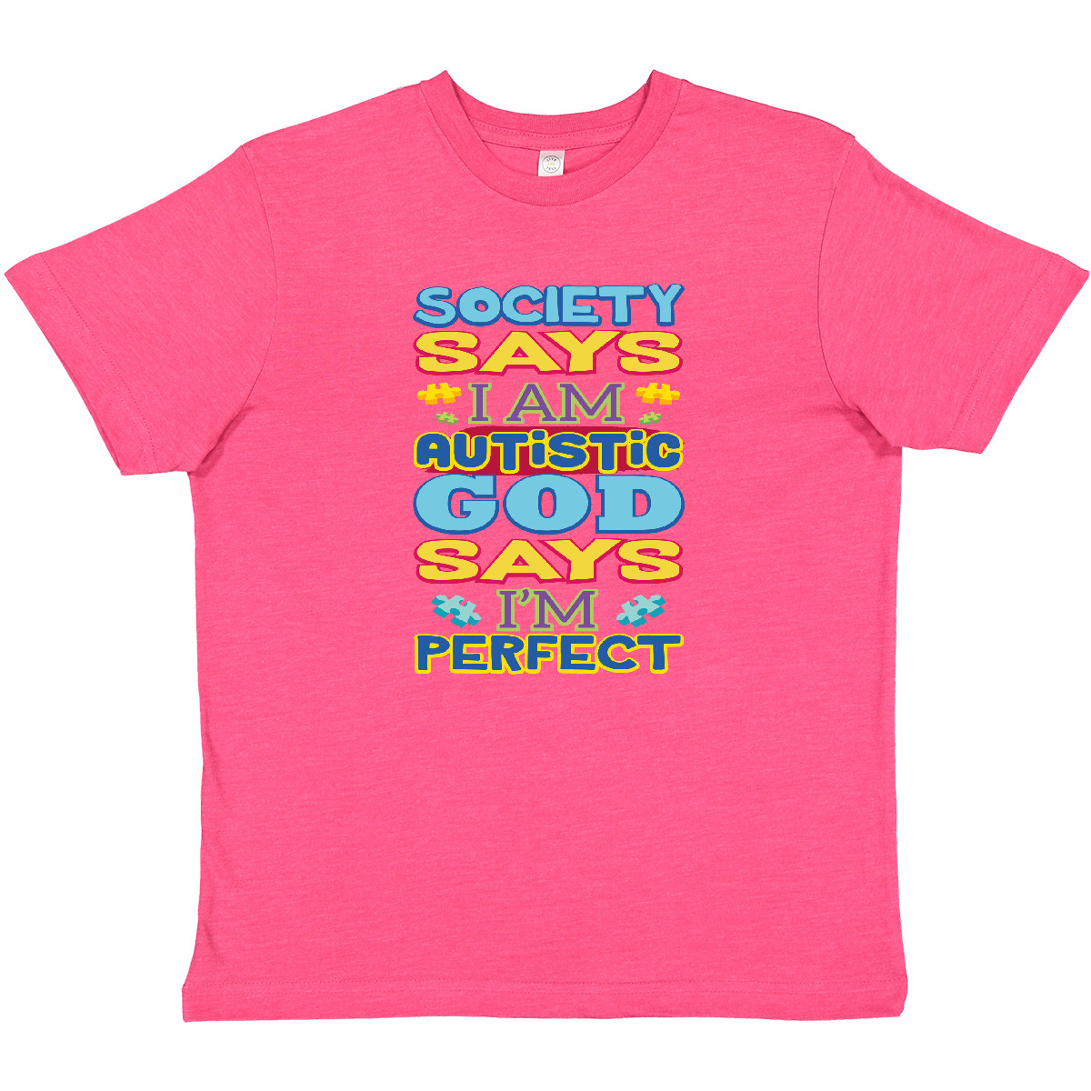 Inktastic Autism God Says I'm Perfect Youth T-Shirt Spectrum Disorder Walk Tee - Picture 3 of 4