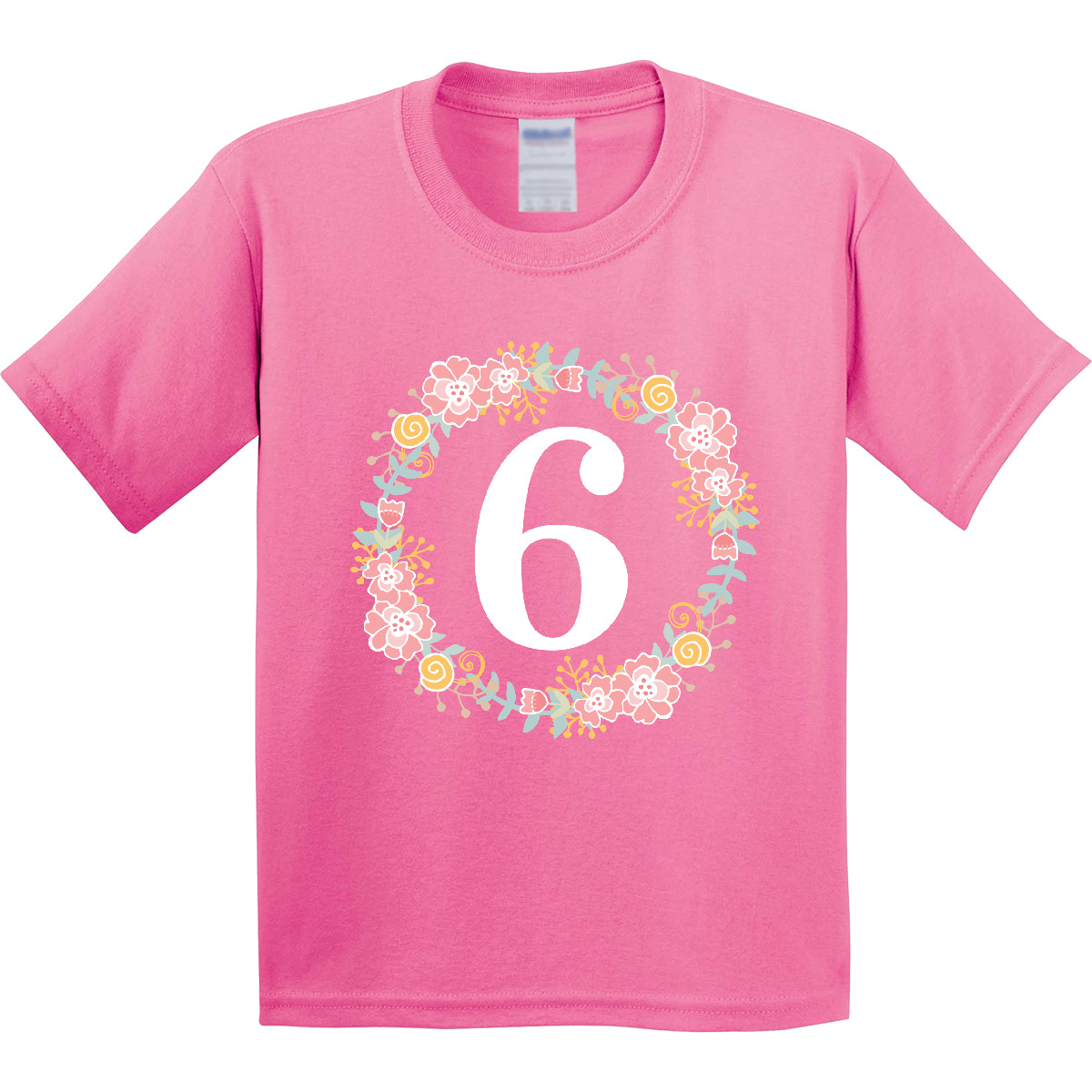 Inktastic 6th Birthday Floral Wreath Youth T-Shirt Sixth Im Flowers Childs Tee - Picture 2 of 6
