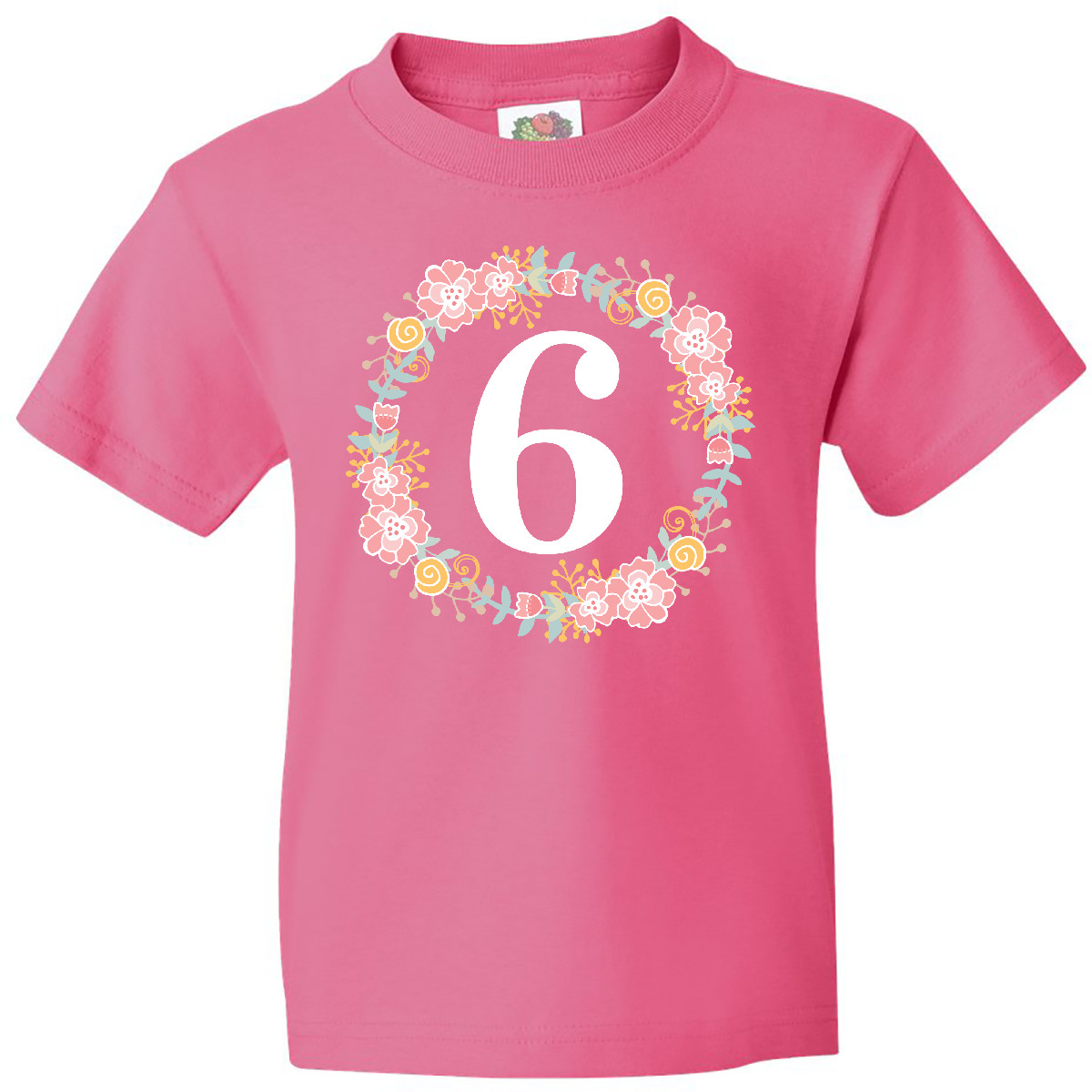 Inktastic 6th Birthday Floral Wreath Youth T-Shirt Sixth Im Flowers Childs Tee - Picture 3 of 6