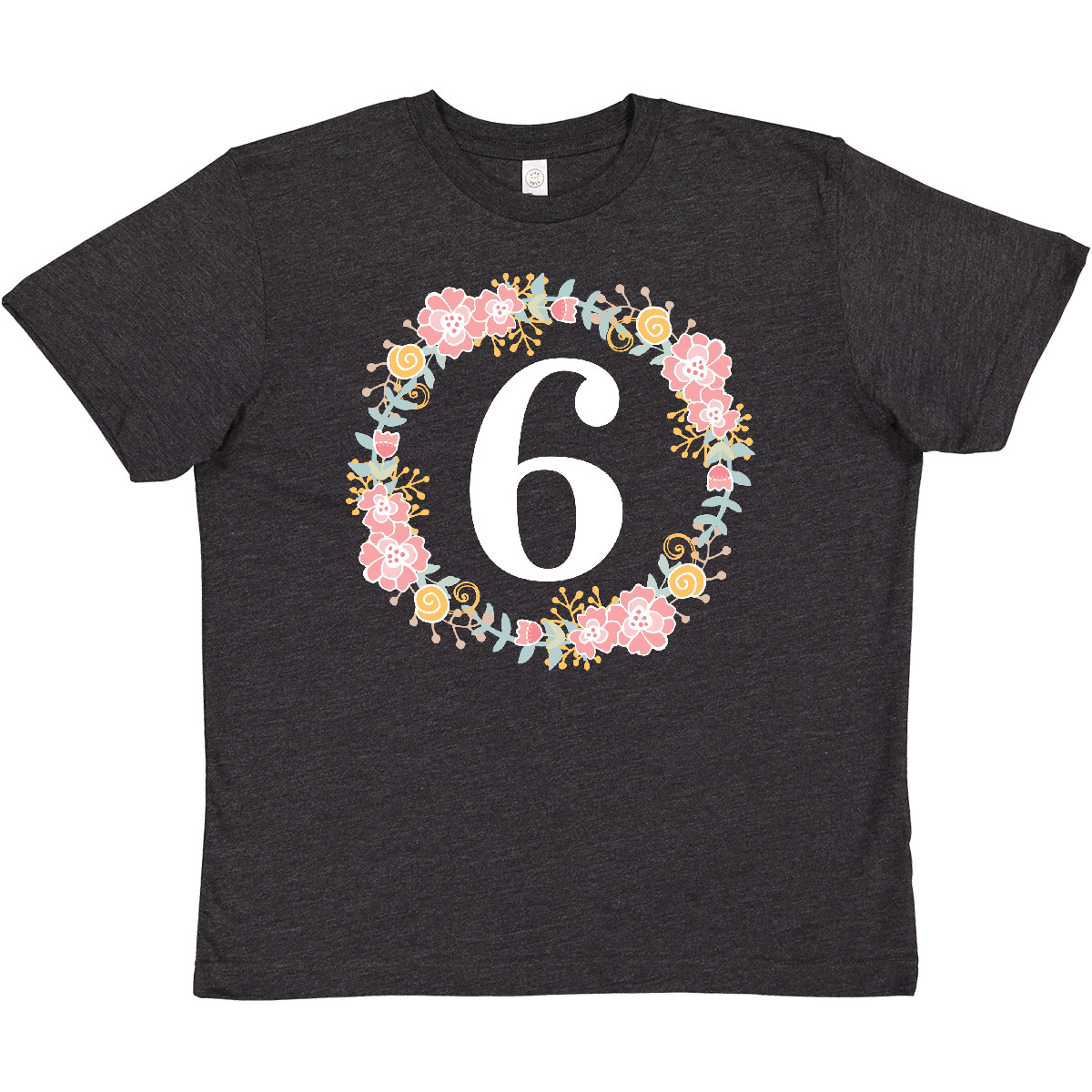 Inktastic 6th Birthday Floral Wreath Youth T-Shirt Sixth Im Flowers Childs Tee - Picture 5 of 6