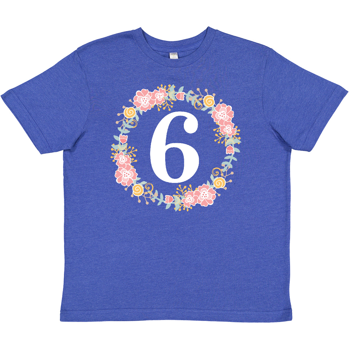 Inktastic 6th Birthday Floral Wreath Youth T-Shirt Sixth Im Flowers Childs Tee - Picture 6 of 6