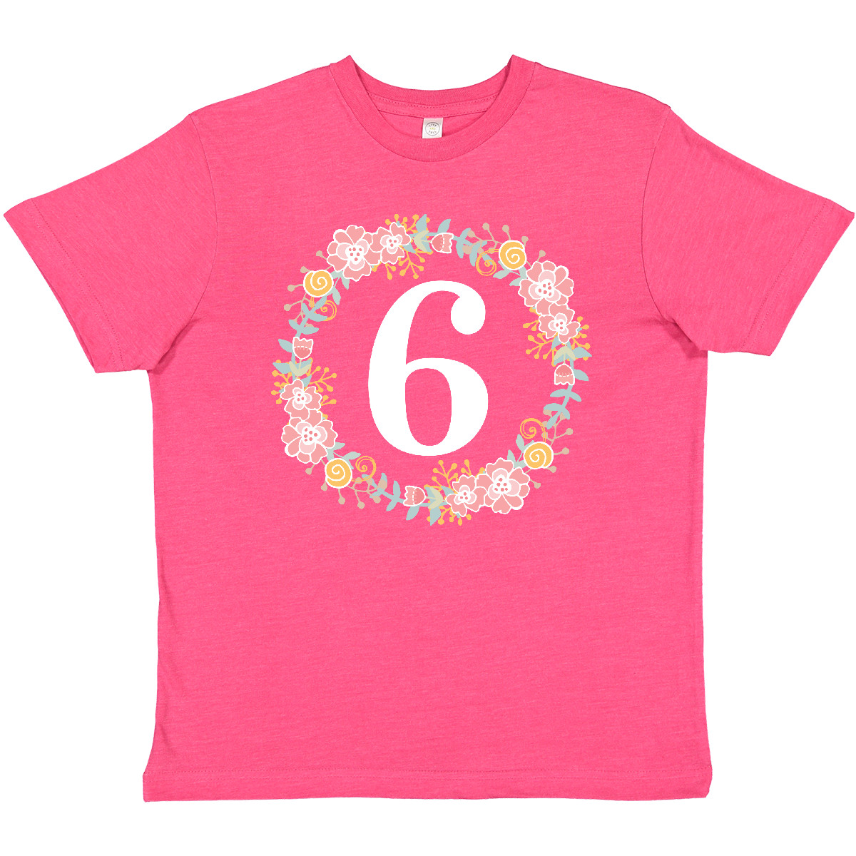 Inktastic 6th Birthday Floral Wreath Youth T-Shirt Sixth Im Flowers Childs Tee - Picture 5 of 6
