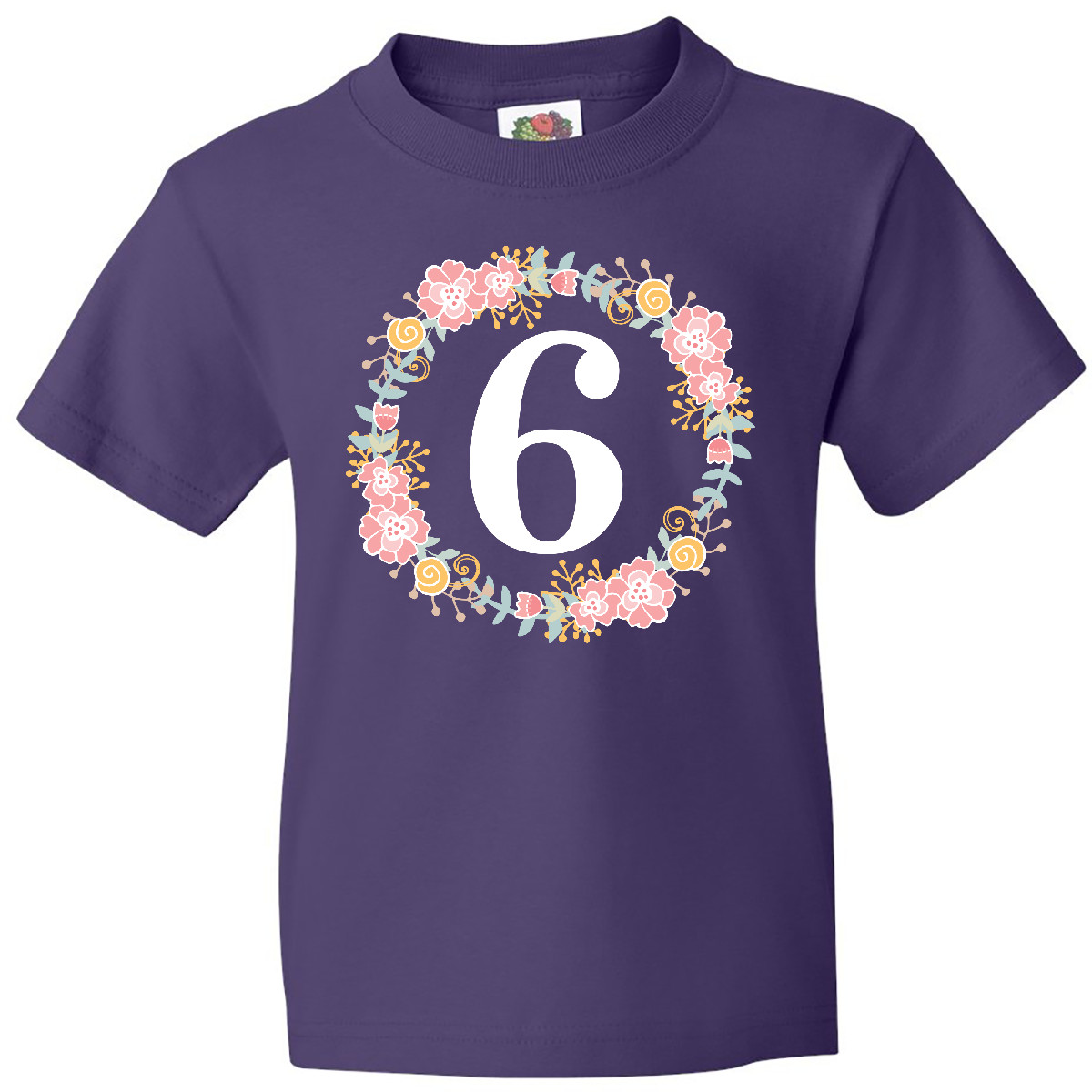 Inktastic 6th Birthday Floral Wreath Youth T-Shirt Sixth Im Flowers Childs Tee - Picture 4 of 6