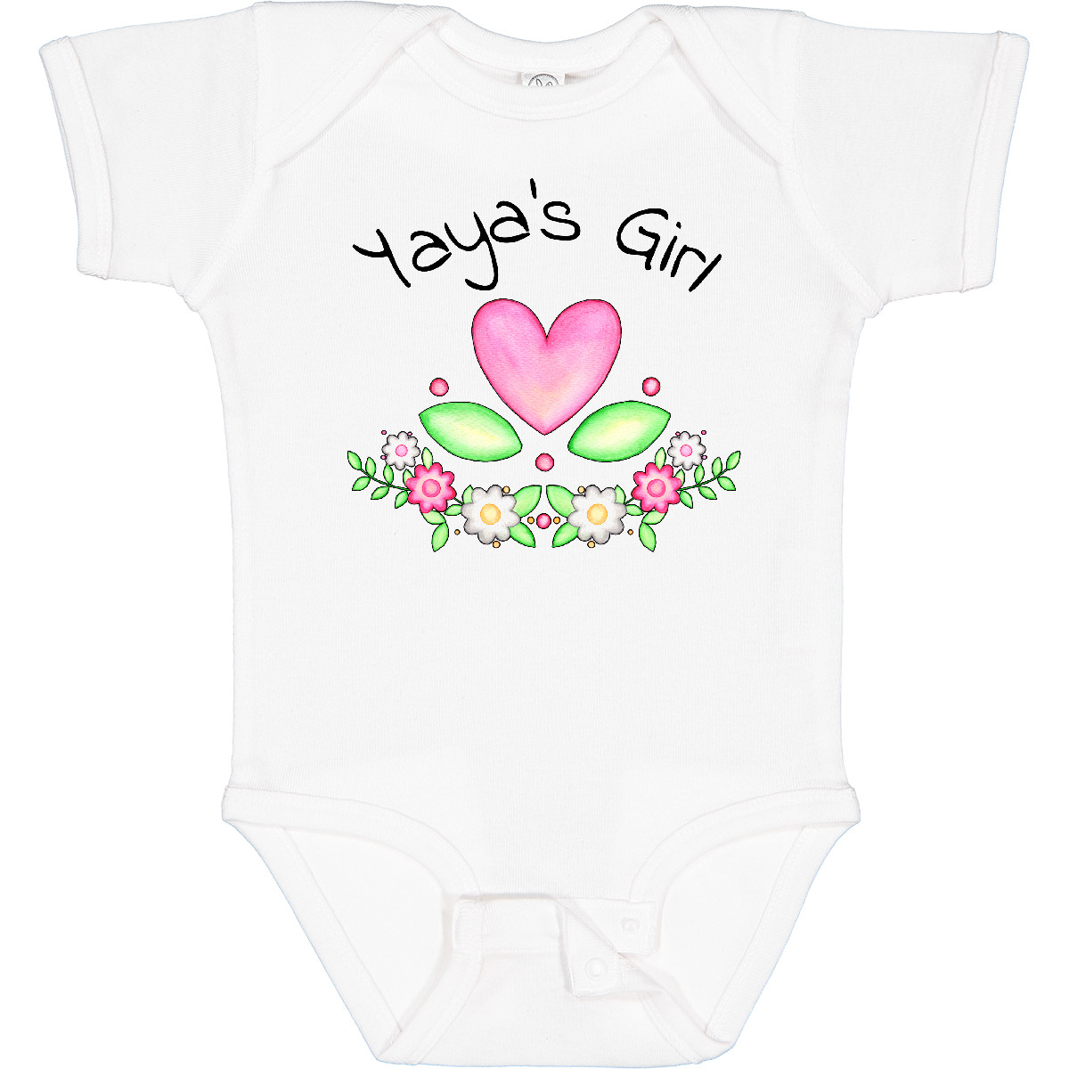 Inktastic Yaya's Girl- Heart Flowers Baby Bodysuit Family Cute Grandma Mimi New - Picture 8 of 9
