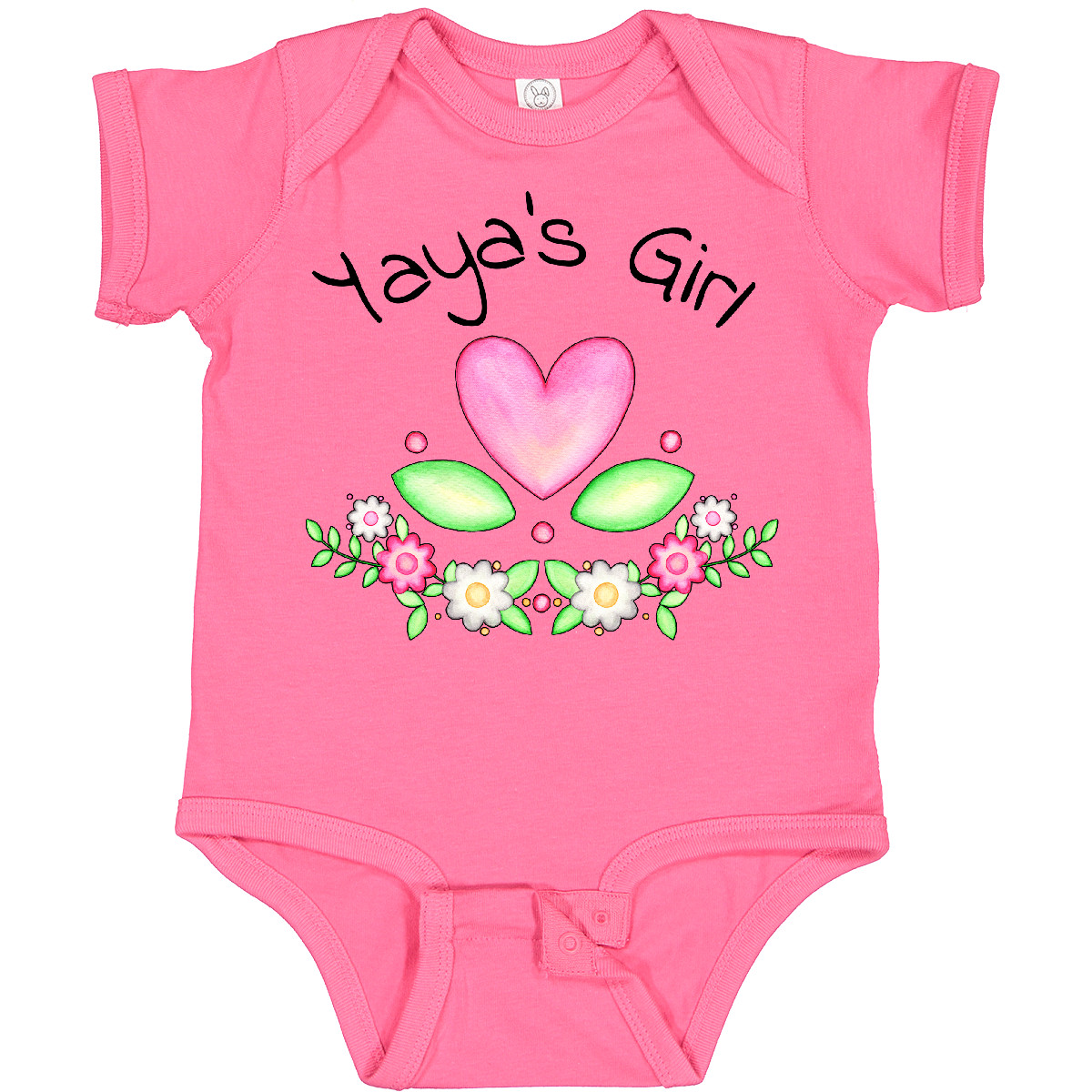 Inktastic Yaya's Girl- Heart Flowers Baby Bodysuit Family Cute Grandma Mimi New - Picture 4 of 9