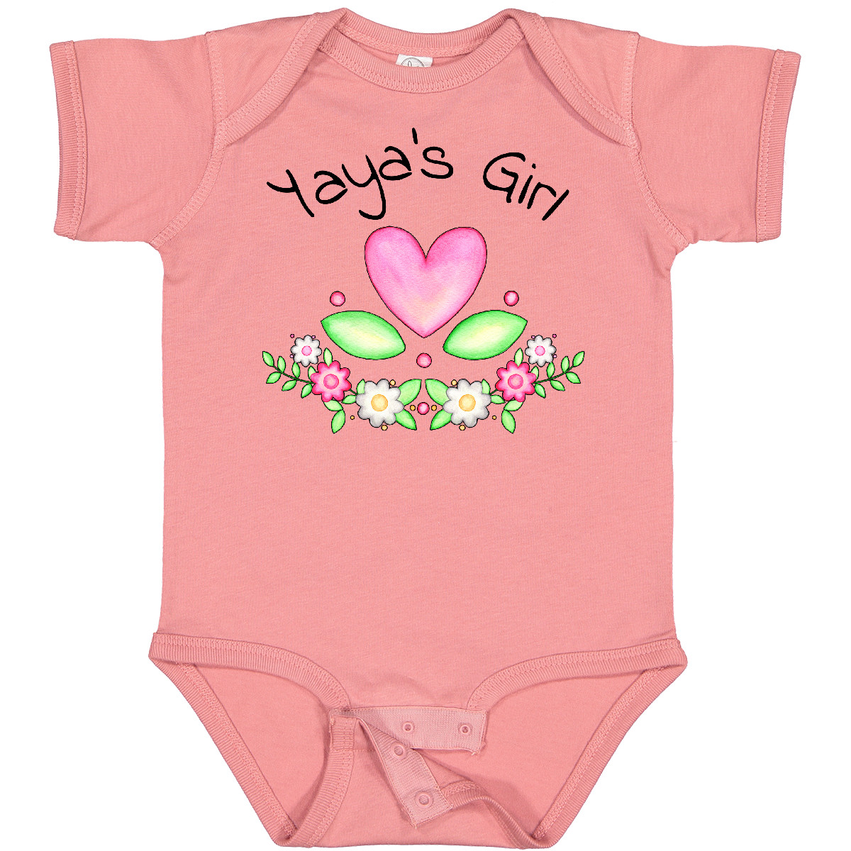 Inktastic Yaya's Girl- Heart Flowers Baby Bodysuit Family Cute Grandma Mimi New - Picture 5 of 9