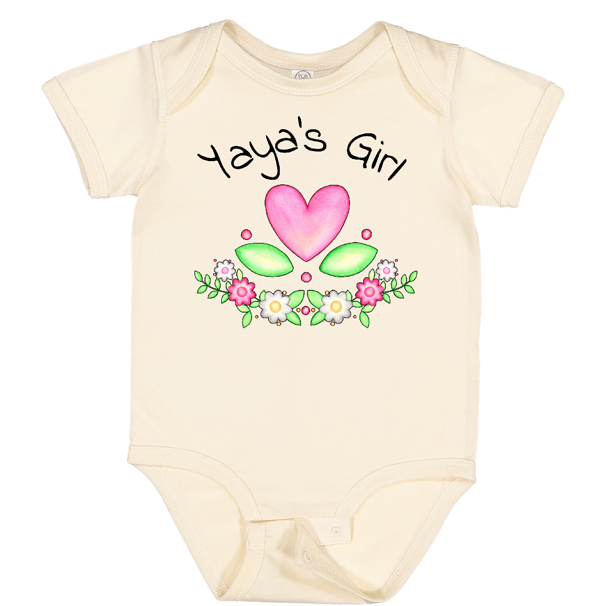 Inktastic Yaya's Girl- Heart Flowers Baby Bodysuit Family Cute Grandma Mimi New - Picture 6 of 9