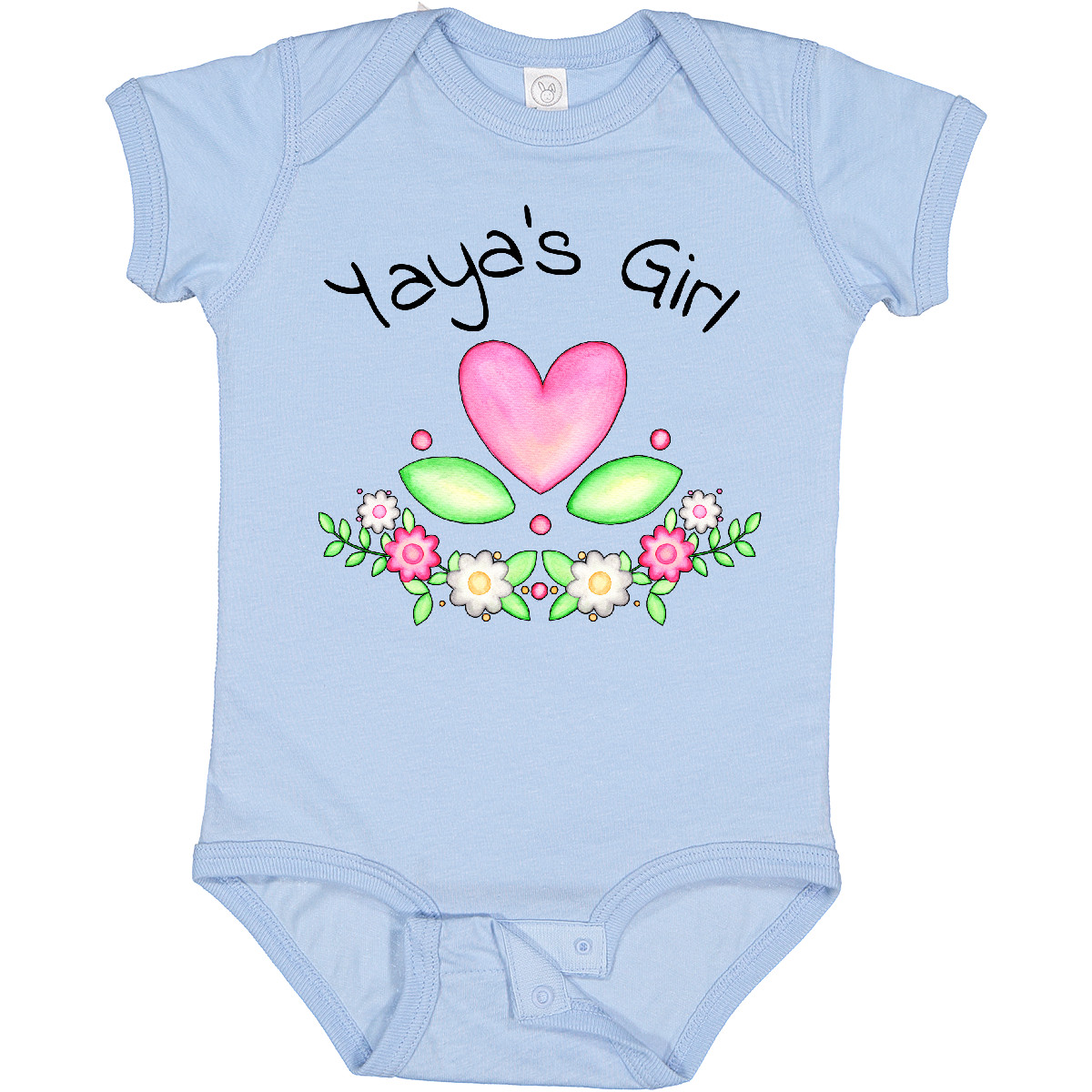 Inktastic Yaya's Girl- Heart Flowers Baby Bodysuit Family Cute Grandma Mimi New - Picture 2 of 9