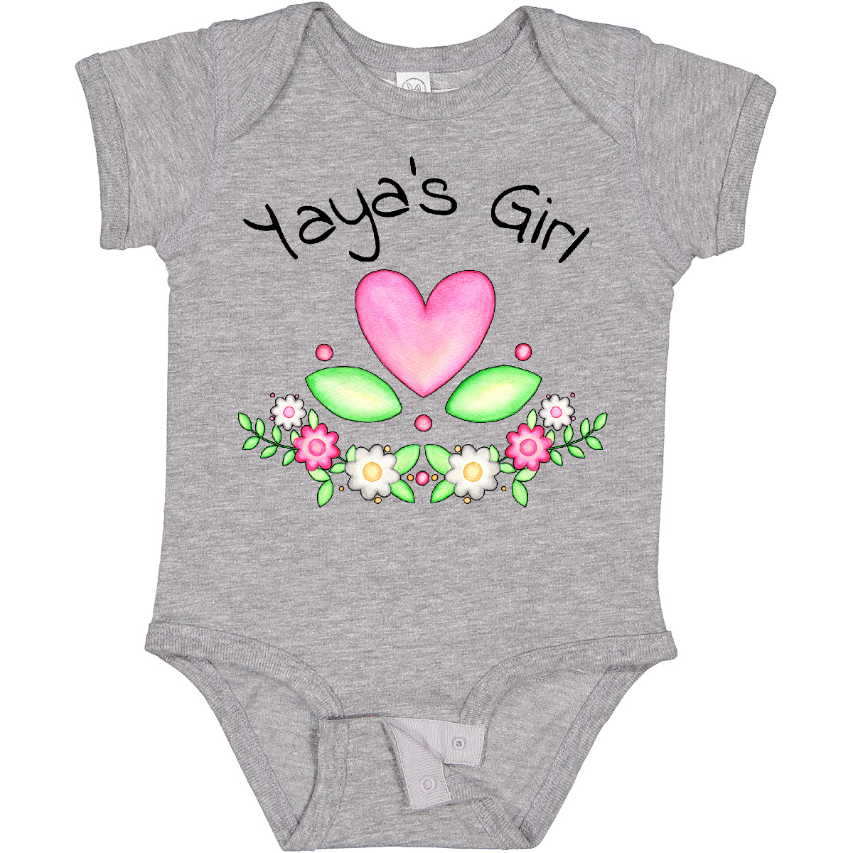 Inktastic Yaya's Girl- Heart Flowers Baby Bodysuit Family Cute Grandma Mimi New - Picture 3 of 9