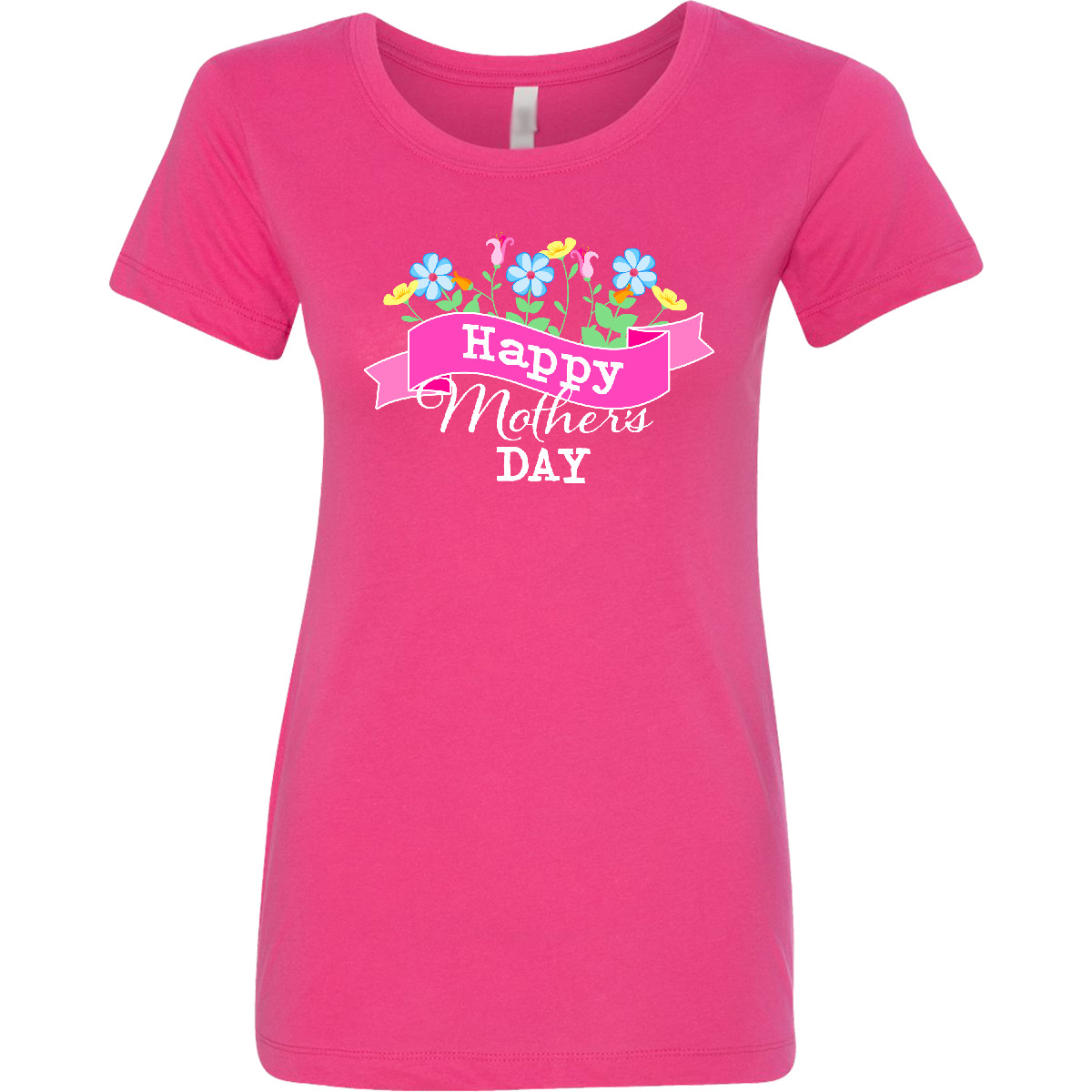 Inktastic Happy Mothers Day With Banner And Flowers Women's T-Shirt Mother Tees - Picture 2 of 3