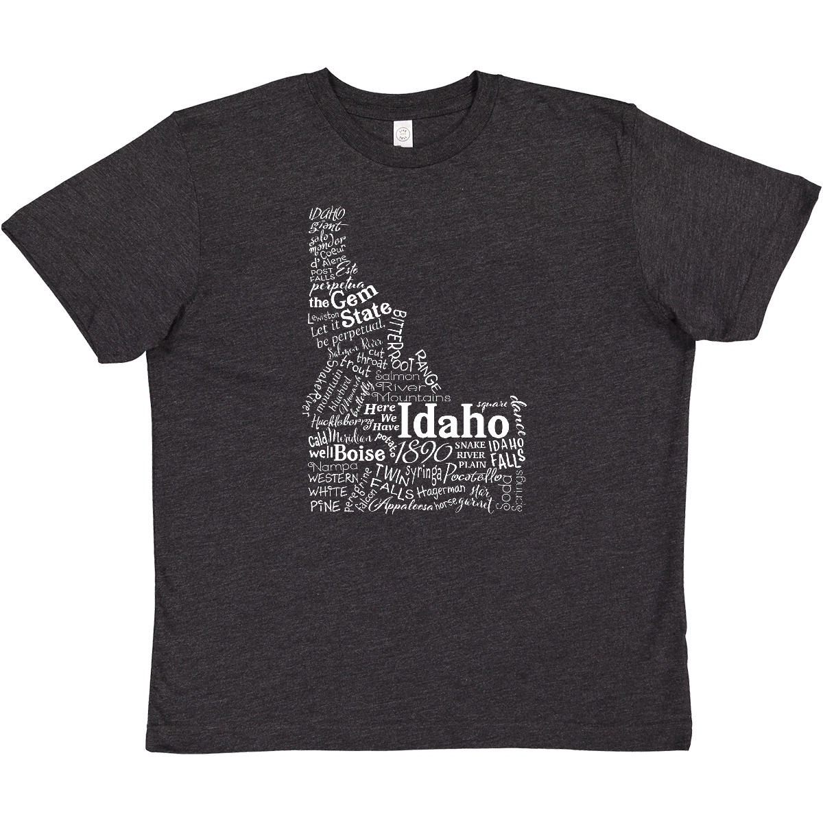 Inktastic Idaho State Word Salad Youth T-Shirt Home Boise Snake River Mountains - Picture 2 of 2