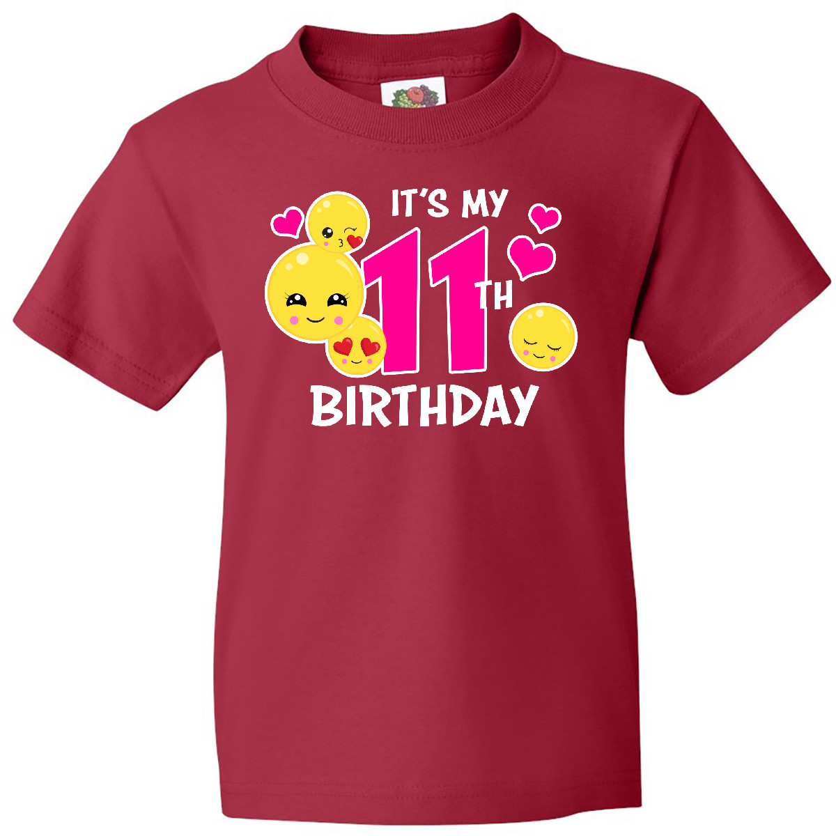 Inktastic Its My 11th Birthday With Smiling Emoticons Youth T-Shirt Birthdays 11 - Picture 5 of 7