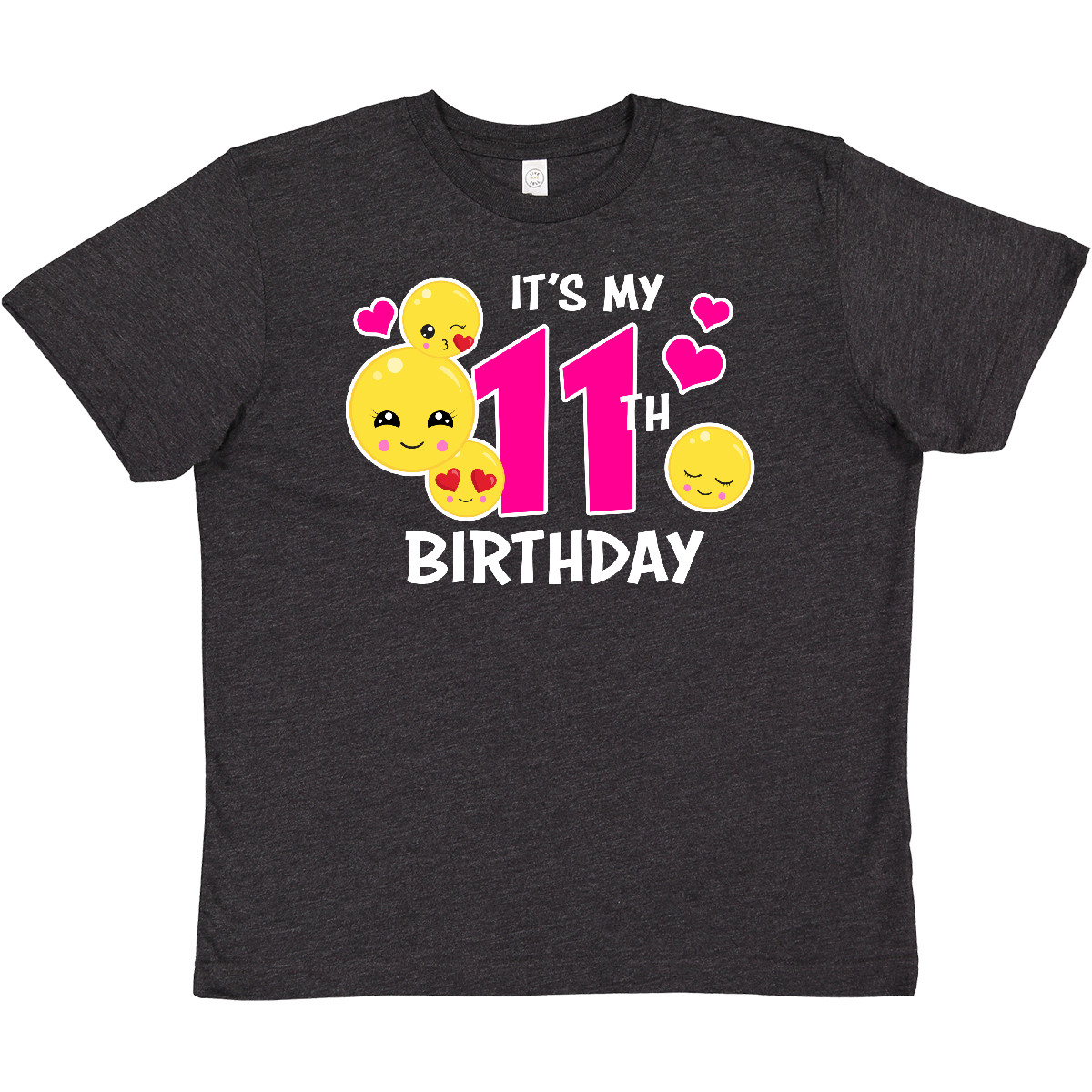 Inktastic Its My 11th Birthday With Smiling Emoticons Youth T-Shirt Birthdays 11 - Picture 6 of 7