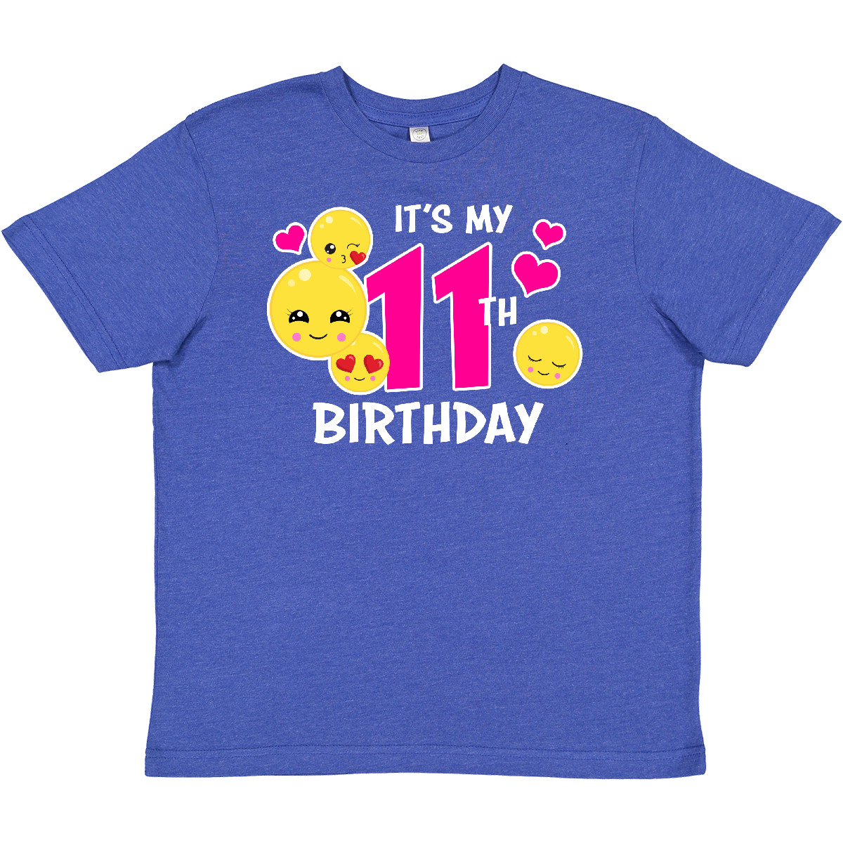 Inktastic Its My 11th Birthday With Smiling Emoticons Youth T-Shirt Birthdays 11 - Picture 7 of 7