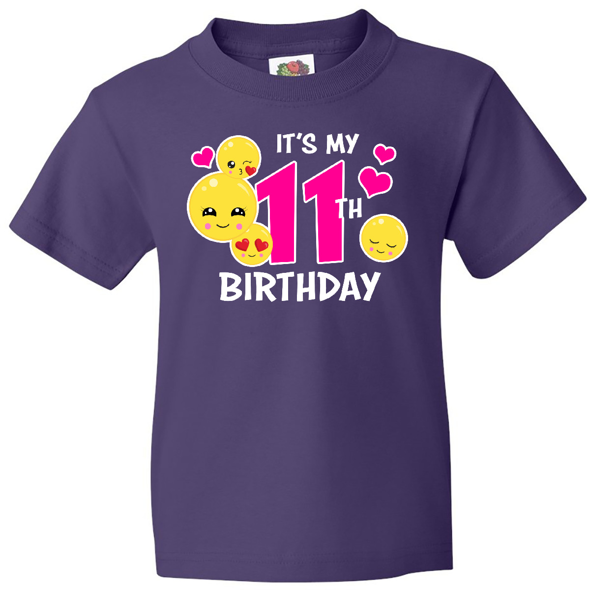 Inktastic Its My 11th Birthday With Smiling Emoticons Youth T-Shirt Birthdays 11 - Picture 4 of 7