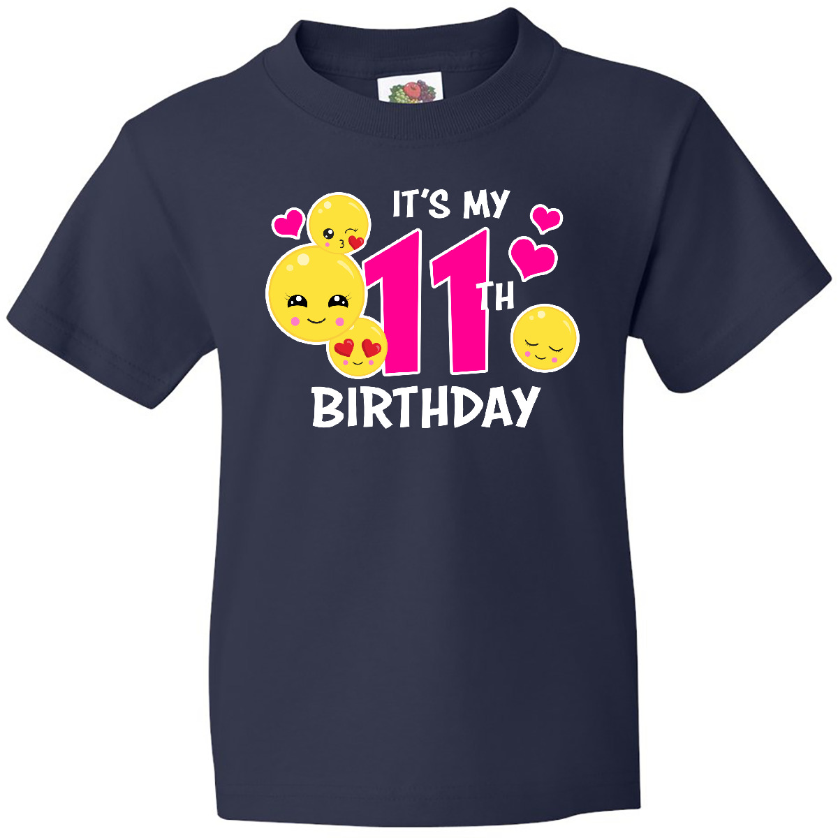Inktastic Its My 11th Birthday With Smiling Emoticons Youth T-Shirt Birthdays 11 - Picture 2 of 7