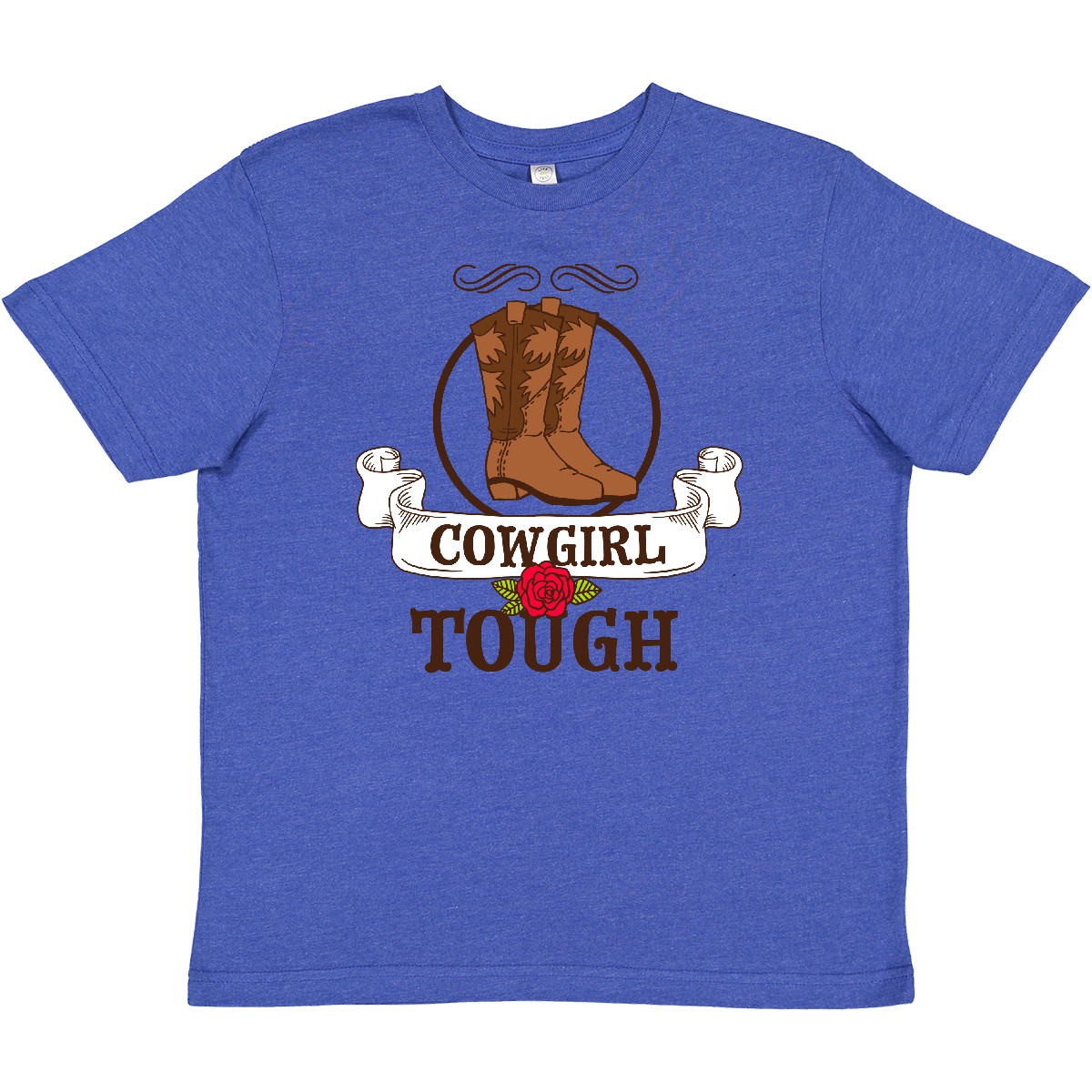 Inktastic Cowgirl Tough With Cowgirl Boots And Rose Youth T-Shirt Country Girl - Picture 5 of 5