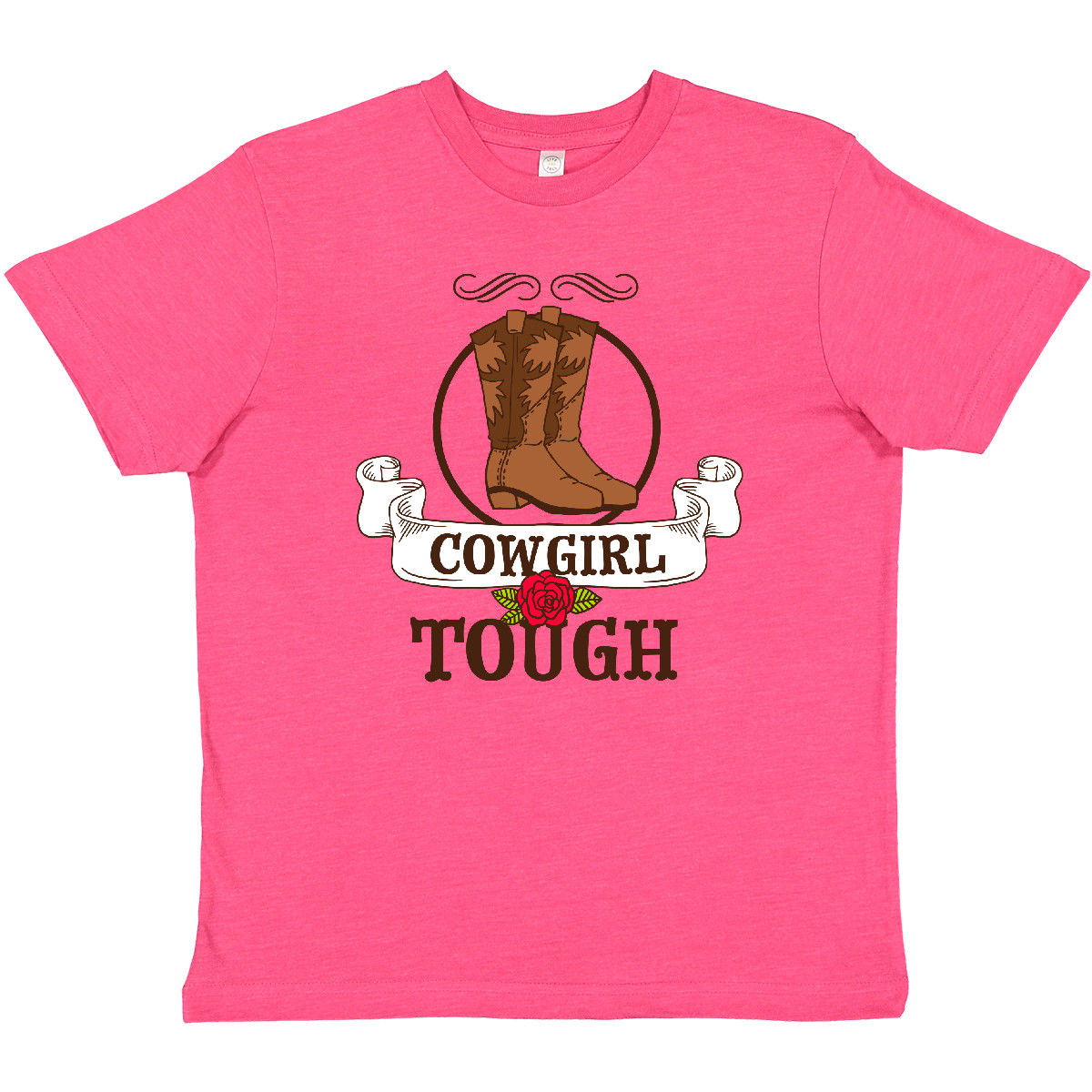 Inktastic Cowgirl Tough With Cowgirl Boots And Rose Youth T-Shirt Country Girl - Picture 4 of 5
