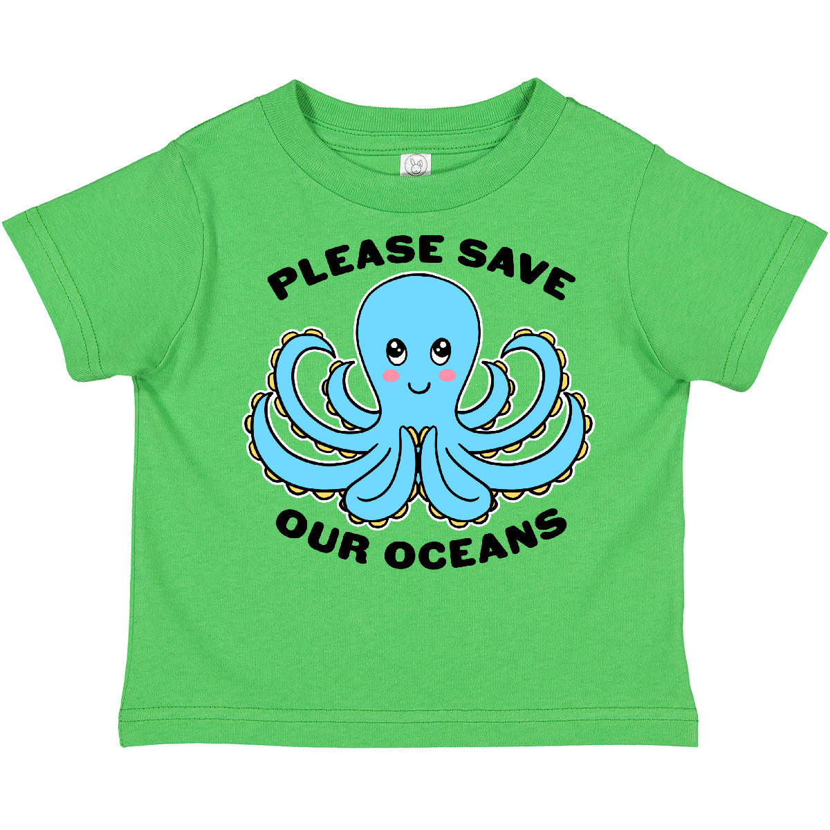 Inktastic Please Save Our Oceans With Praying Cute Octopus Toddler T-Shirt Month - Picture 2 of 7