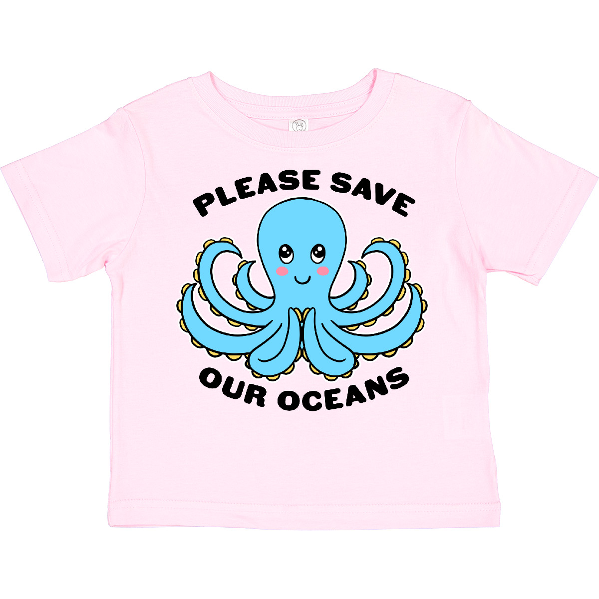 Inktastic Please Save Our Oceans With Praying Cute Octopus Toddler T-Shirt Month - Picture 4 of 7