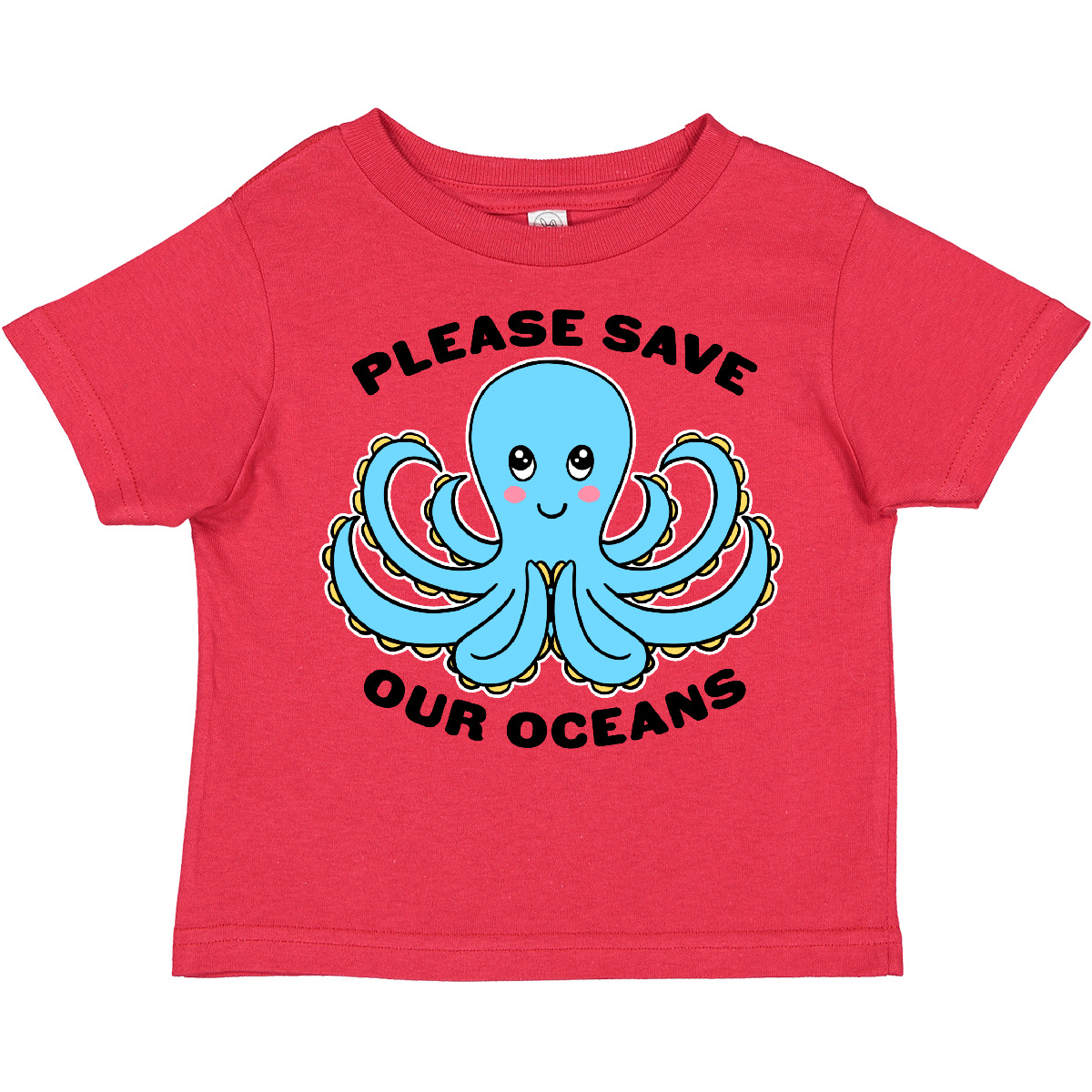 Inktastic Please Save Our Oceans With Praying Cute Octopus Toddler T-Shirt Month - Picture 5 of 7