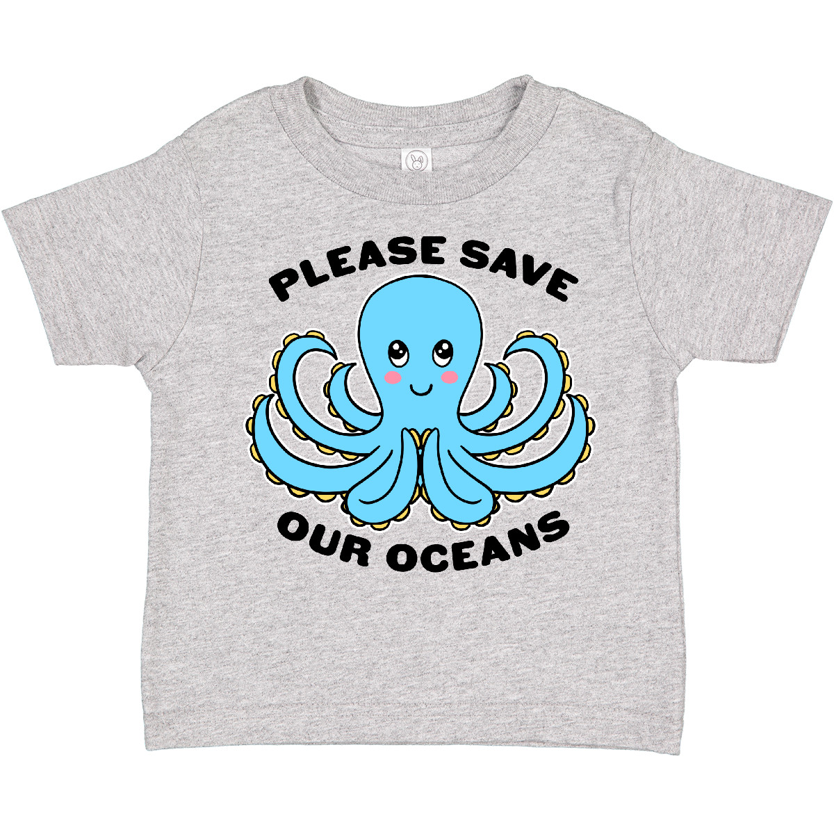 Inktastic Please Save Our Oceans With Praying Cute Octopus Toddler T-Shirt Month - Picture 3 of 7
