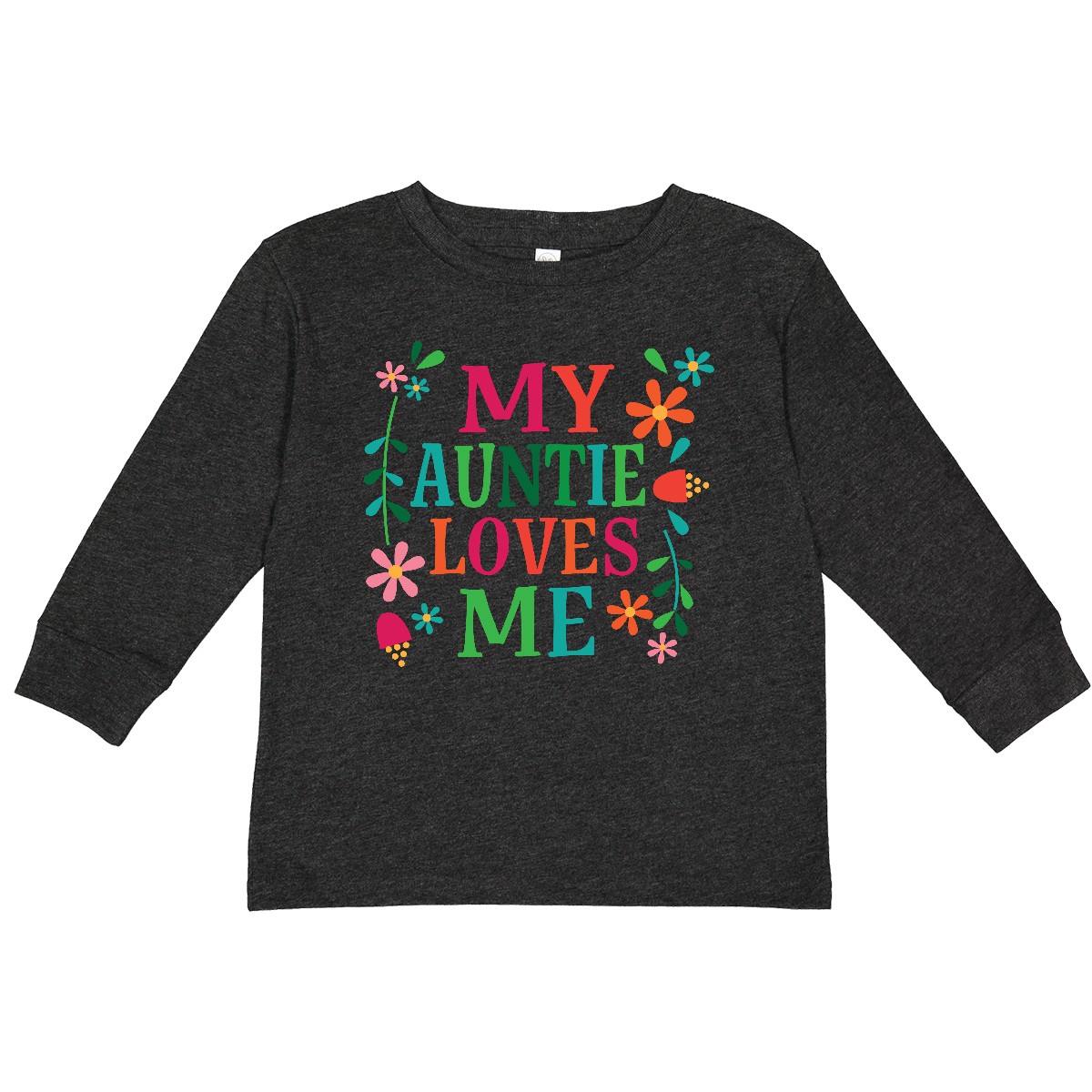 Inktastic My Auntie Loves Me Girls Toddler Long Sleeve T-Shirt Aunt Flowers Dark - Picture 5 of 5
