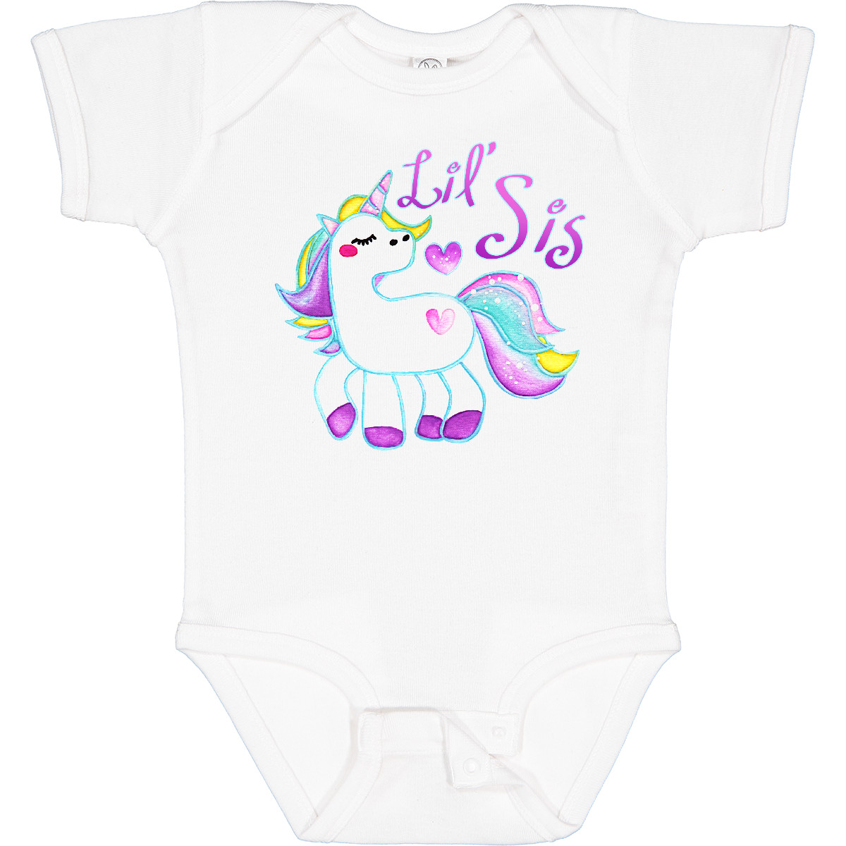 Inktastic Lil Sis Unicorn- Little Sister Baby Bodysuit Siblings Big Sibling Pony