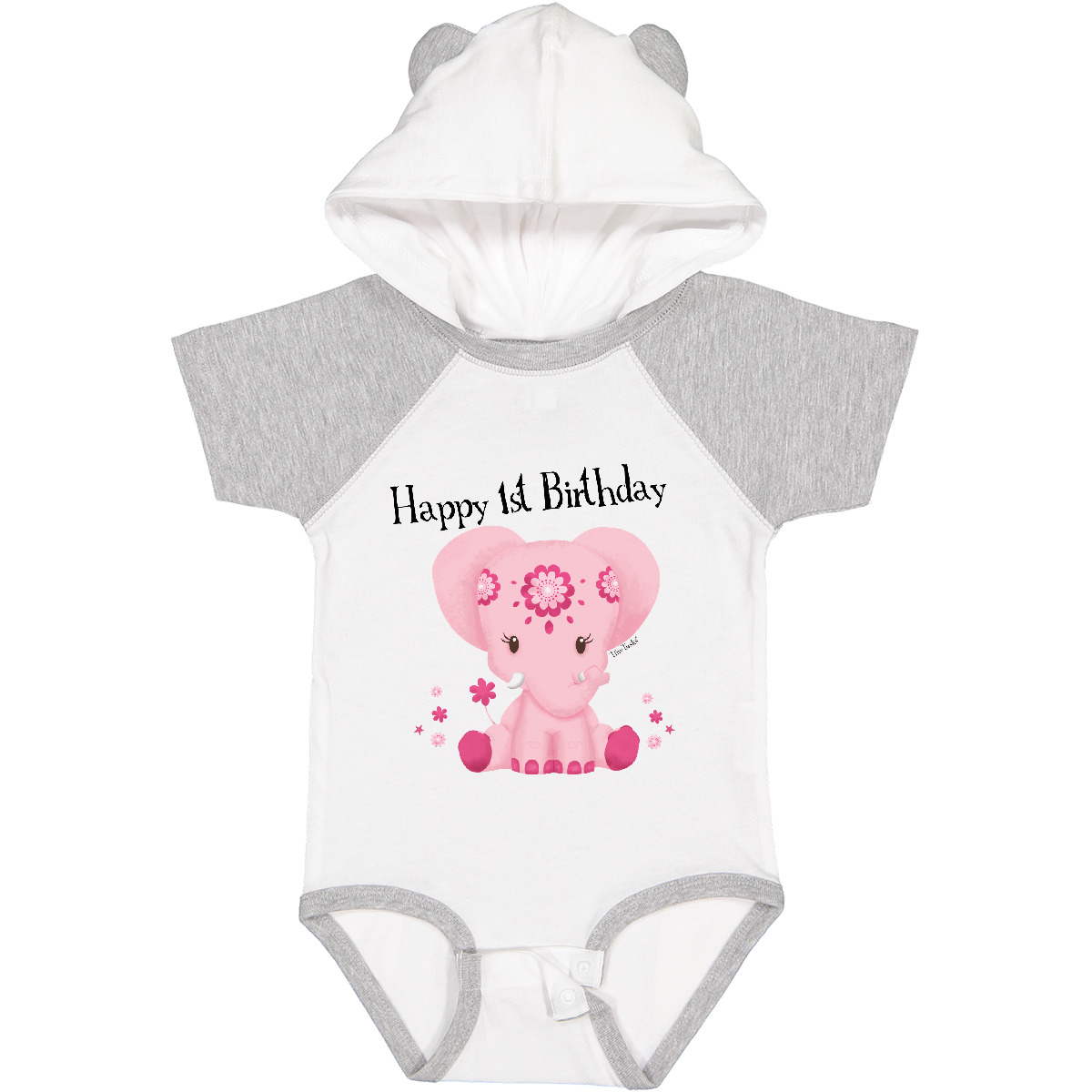 Inktastic Aditi 1st Birthday Elephant Pink Cute Baby Bodysuit One-piece Infant - Imagen 8 de 8
