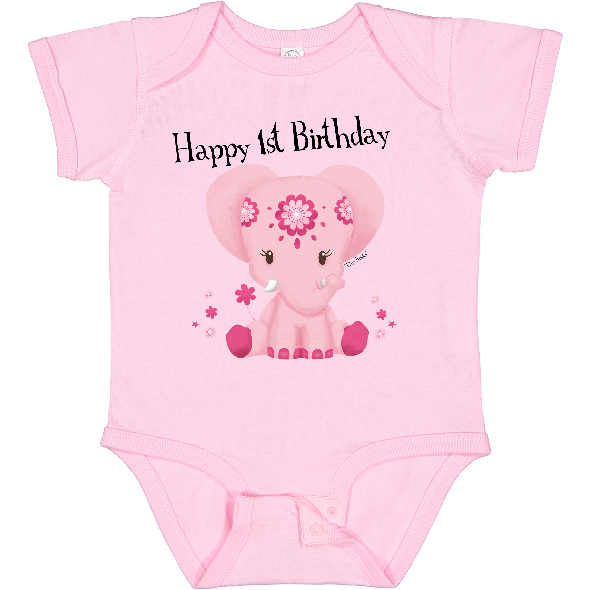 Inktastic Aditi 1st Birthday Elephant Pink Cute Baby Bodysuit One-piece Infant - Imagen 7 de 8