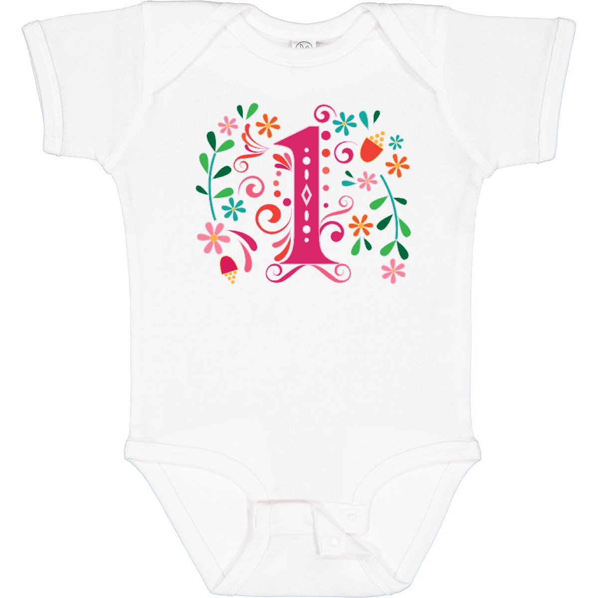 Inktastic 1st Birthday Party 1 Year Old Girls Baby Bodysuit Toddler Flowers Cute - Picture 7 of 7
