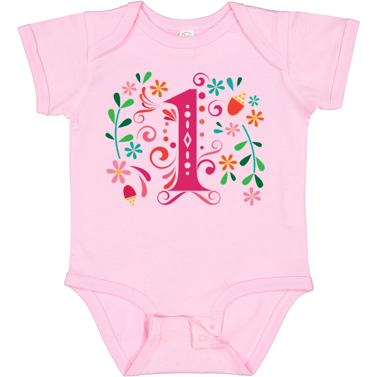 Inktastic 1st Birthday Party 1 Year Old Girls Baby Bodysuit Toddler Flowers Cute - Picture 6 of 7