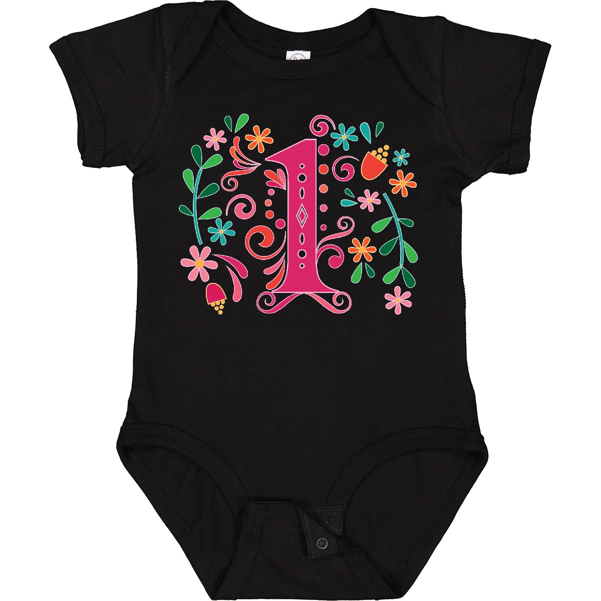 Inktastic 1st Birthday Party 1 Year Old Girls Baby Bodysuit Toddler Flowers Cute - Picture 3 of 7