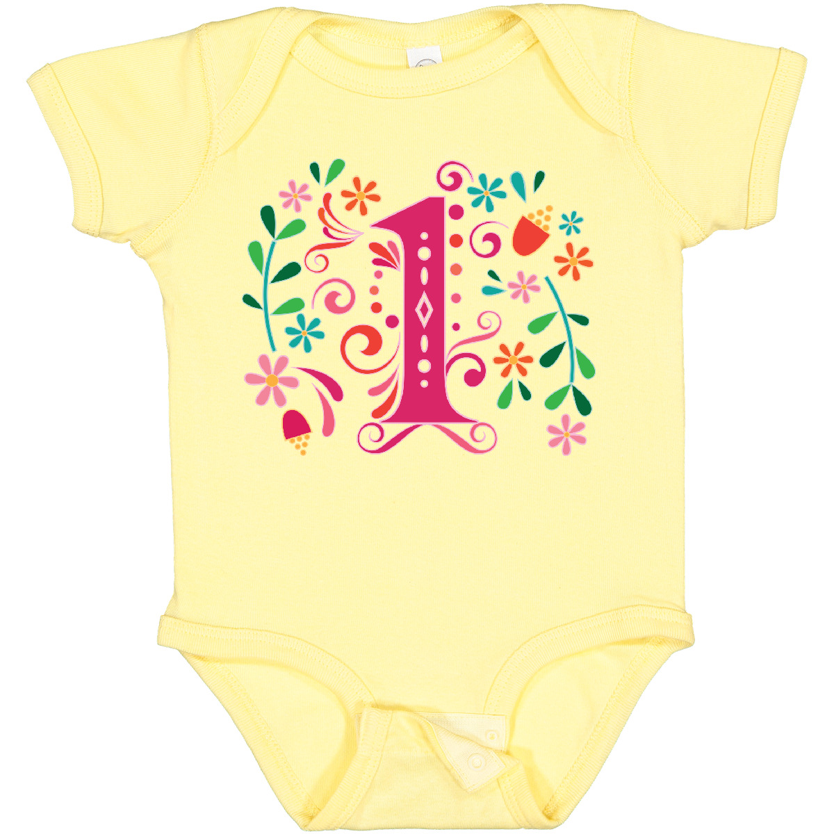 Inktastic 1st Birthday Party 1 Year Old Girls Baby Bodysuit Toddler Flowers Cute - Picture 2 of 7